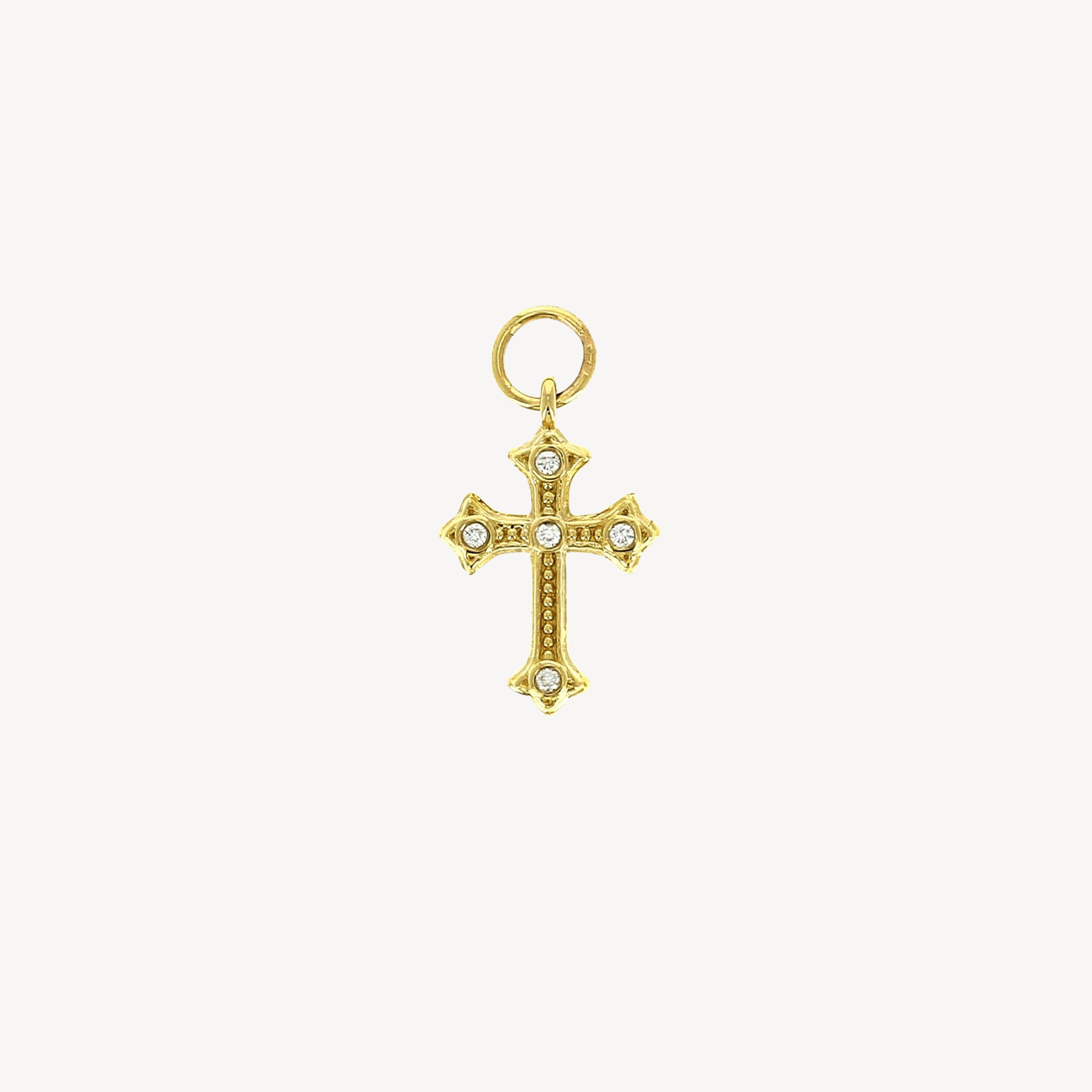 Gotisches Kreuz-Charm mit Lünette und Diamanten