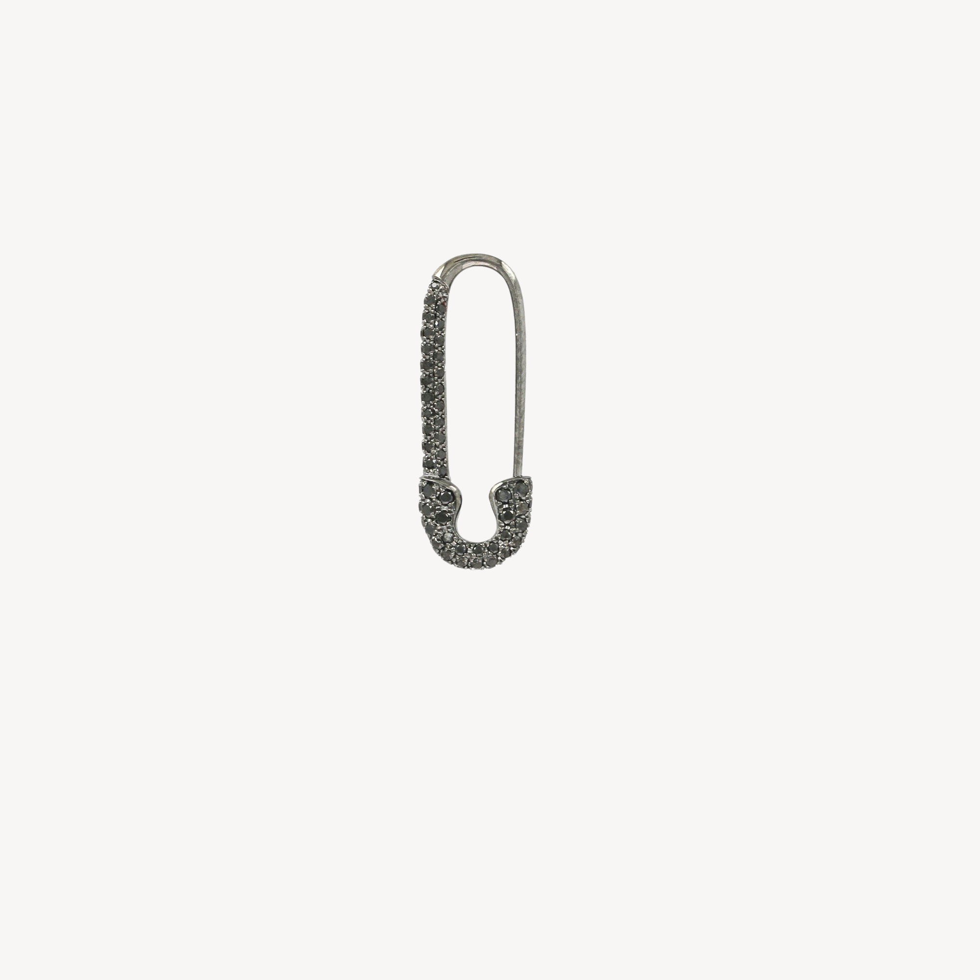 Boucle d'oreille Safety Pin Or Noir et Diamants Noirs