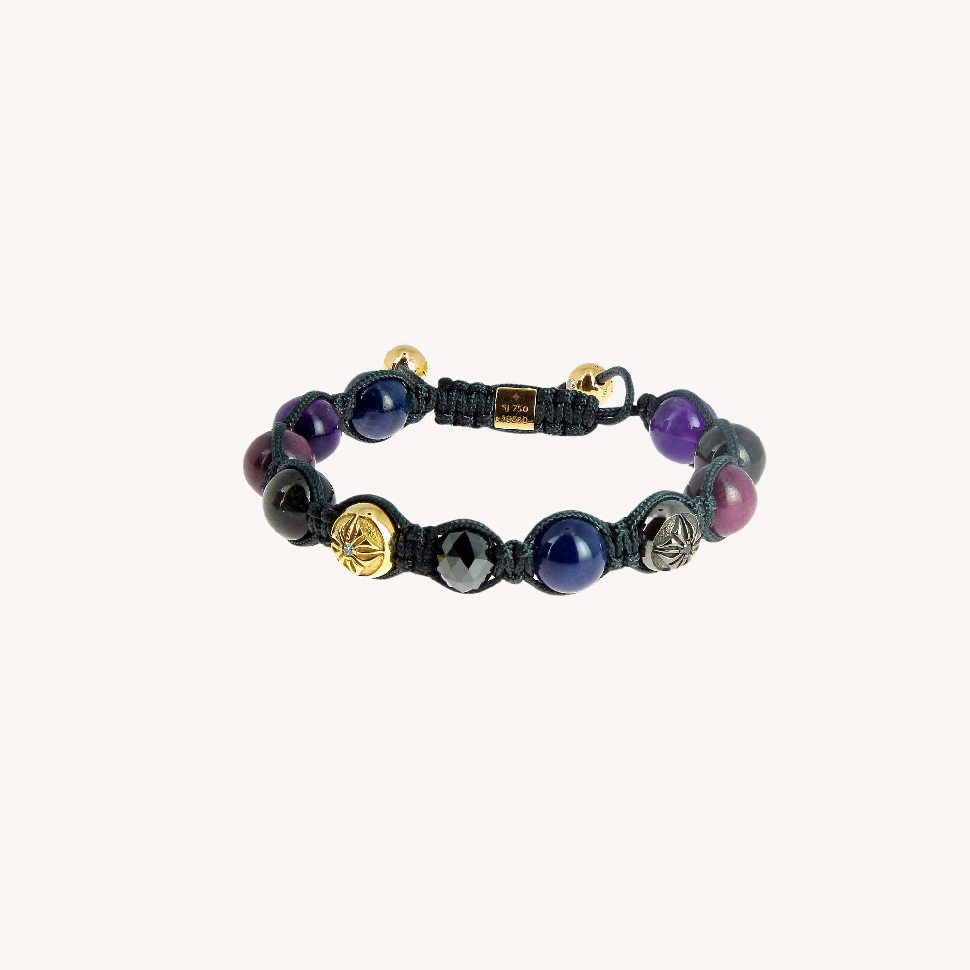 Bracelet Blue and Gray Sapphire, Ruby, Amethyst