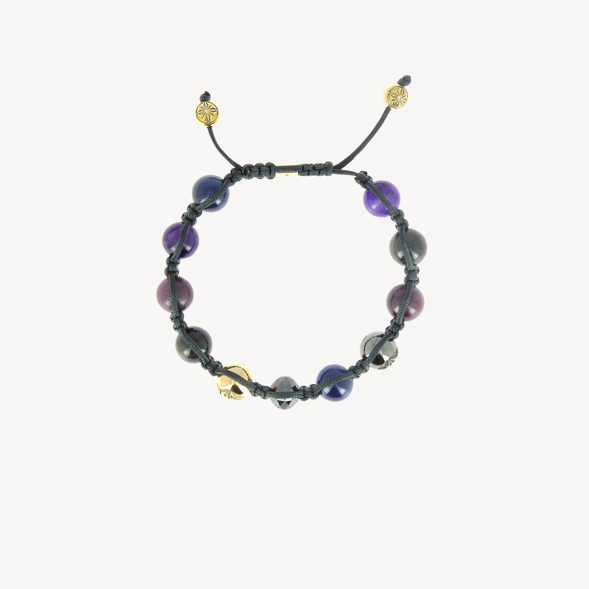 Armband aus blauem und grauem Saphir, Rubin und Amethyst