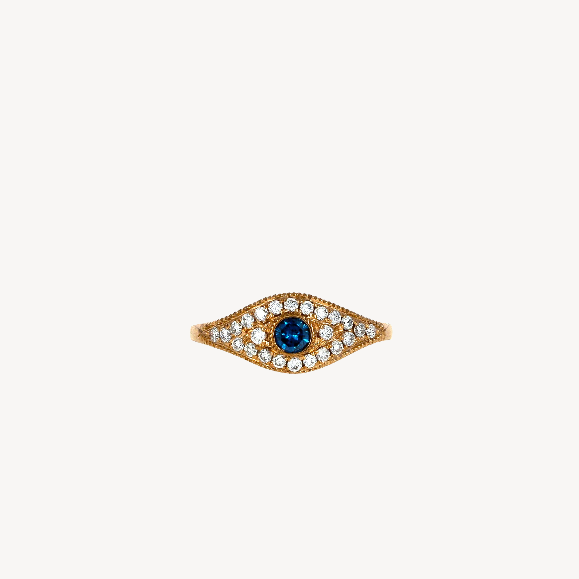 Blauer Diamant-Augenring mit Pavé-Diamanten