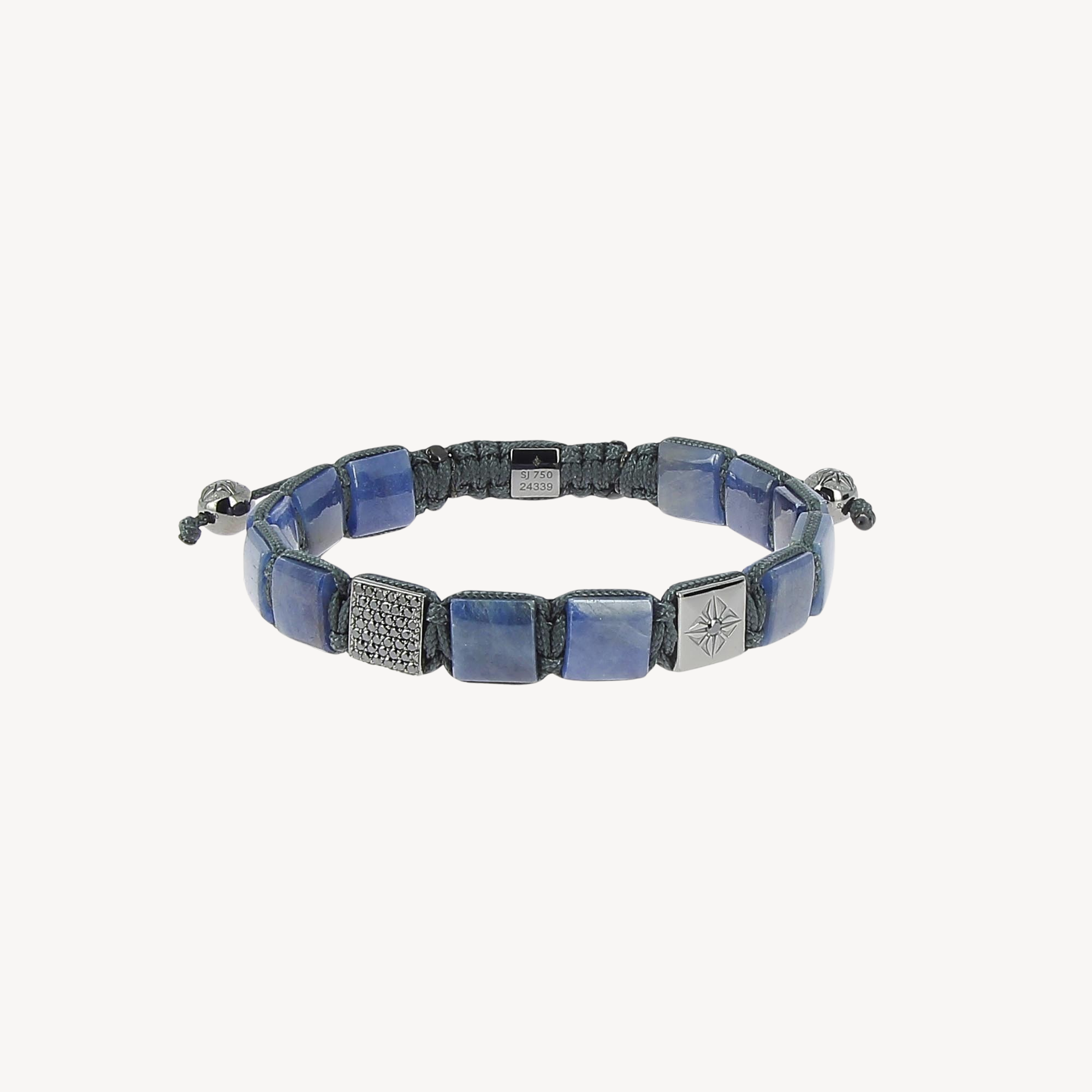 Bracelet Saphir Bleu Pavé Diamants Noirs
