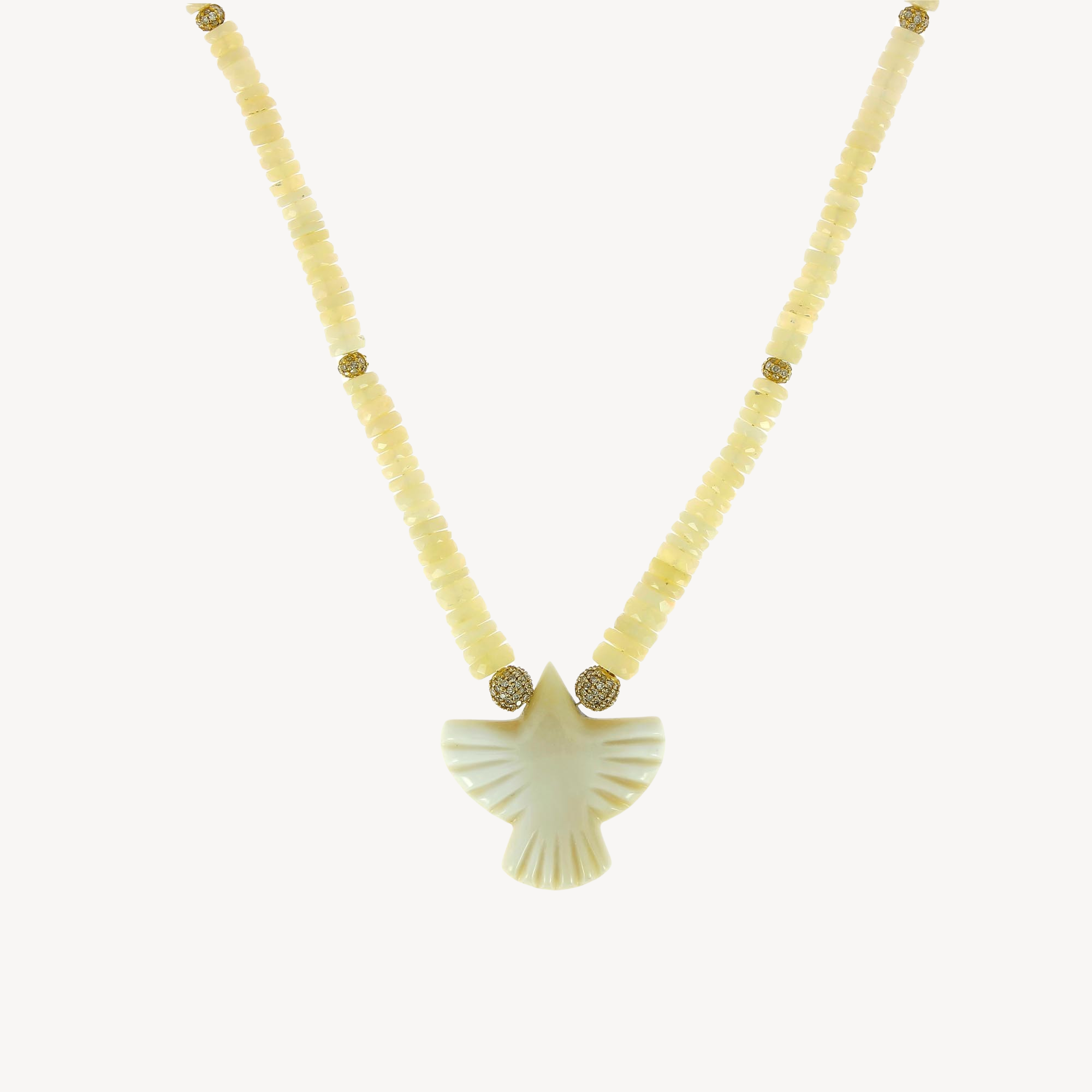 Bone Eagle Necklace and Heishi Opal Beads
