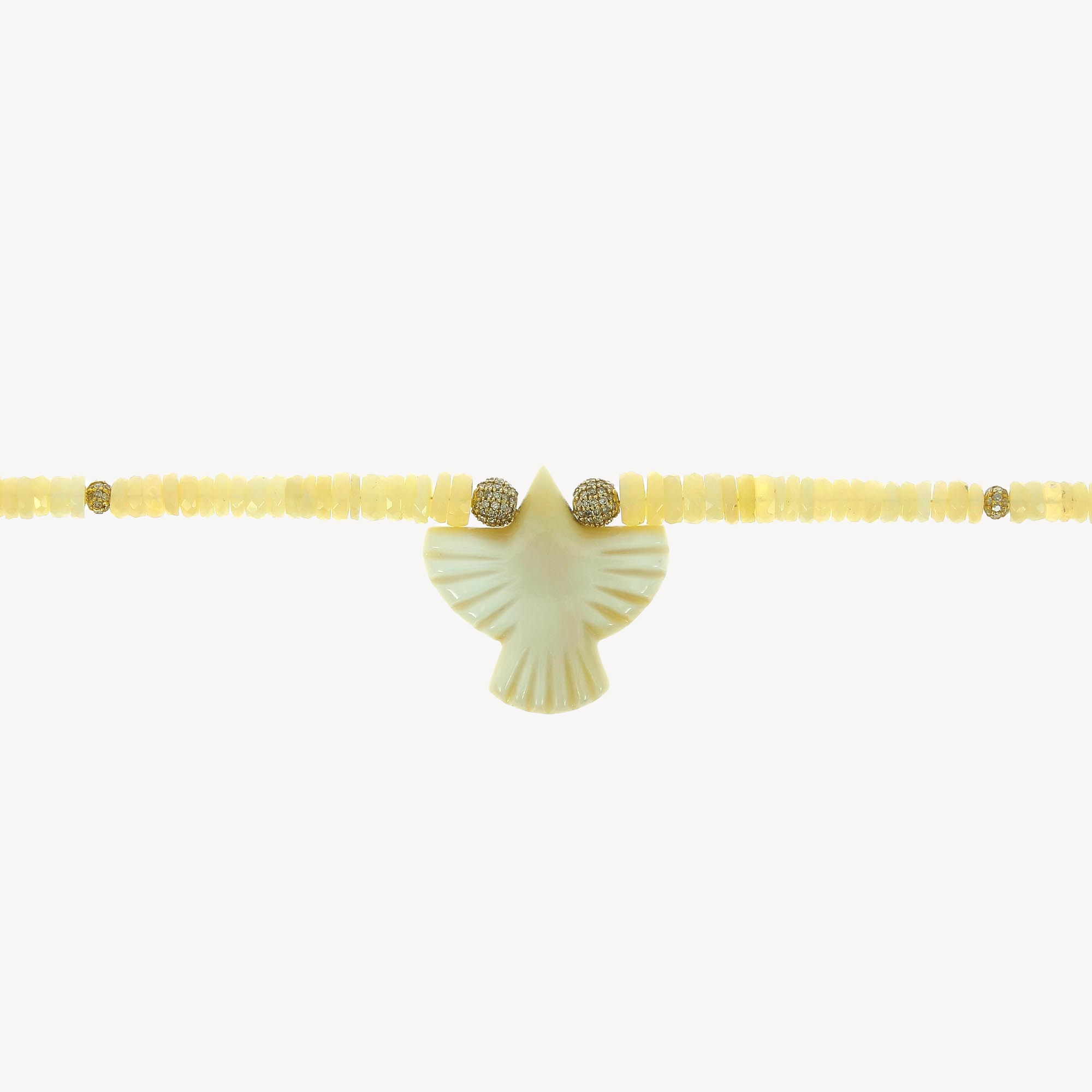 Halskette aus Adlerknochen und Heishi-Opalperlen