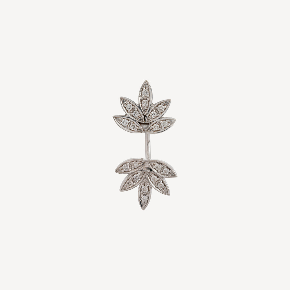 Large Leaves Earring White Gold