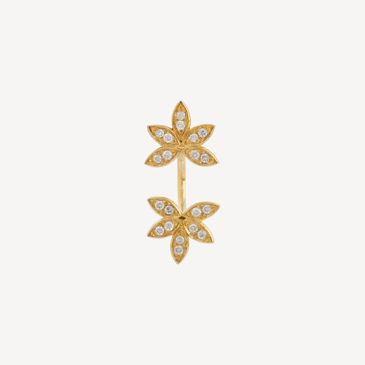 Small Leaves Yellow Gold Earring