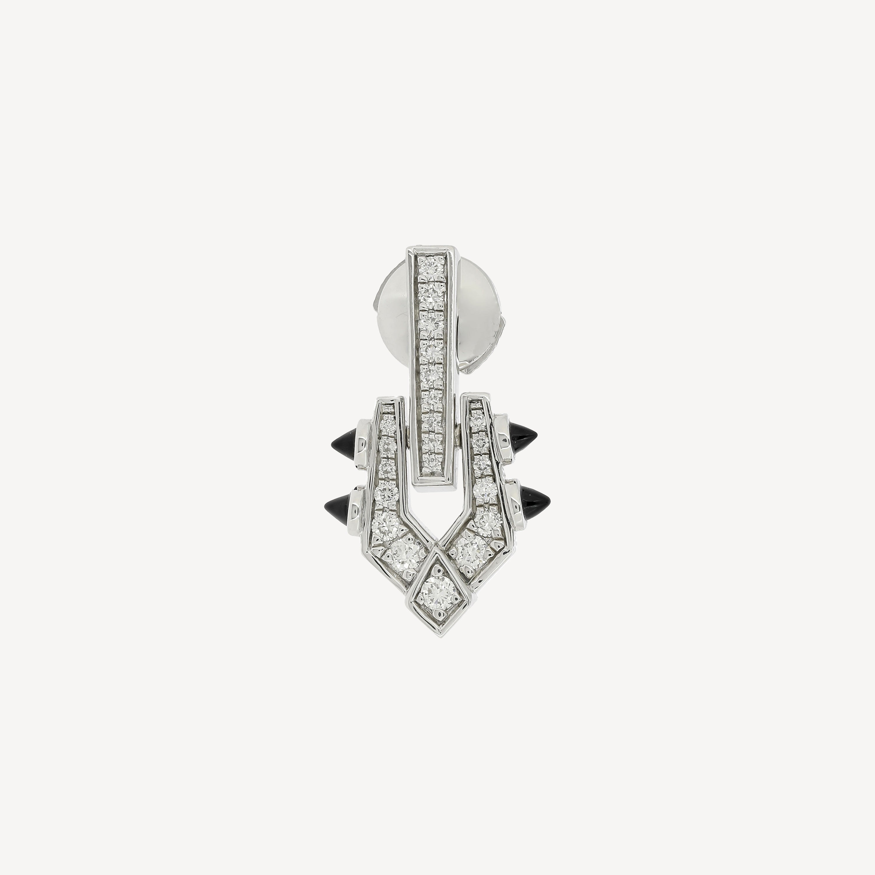 Spike-Diamant- und schwarzer Achat-Ohrring