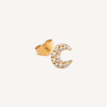 Boucle d'Oreille Lune Full Diamant Or Jaune