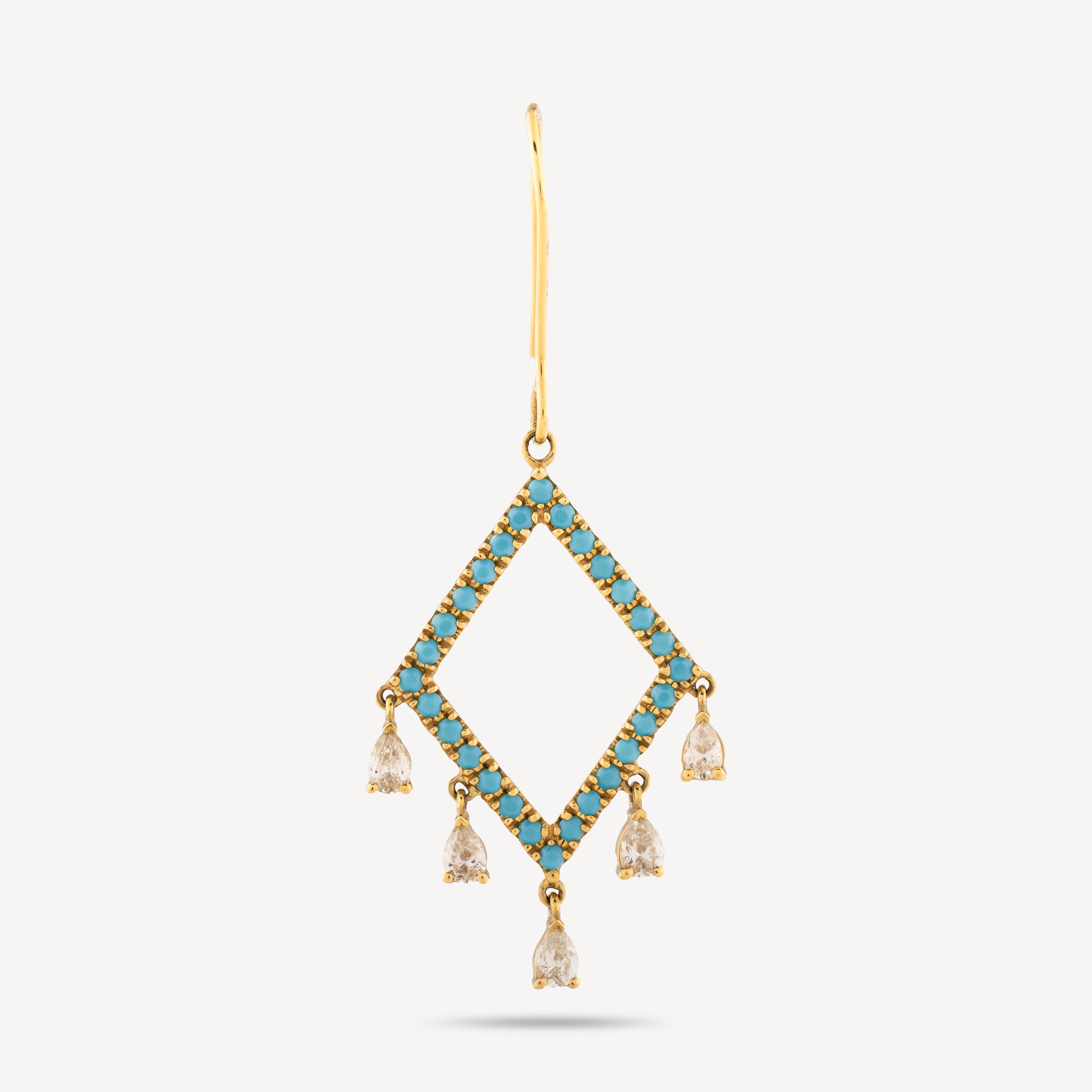 Diamond Turquoise Diamond Sleeper Earring