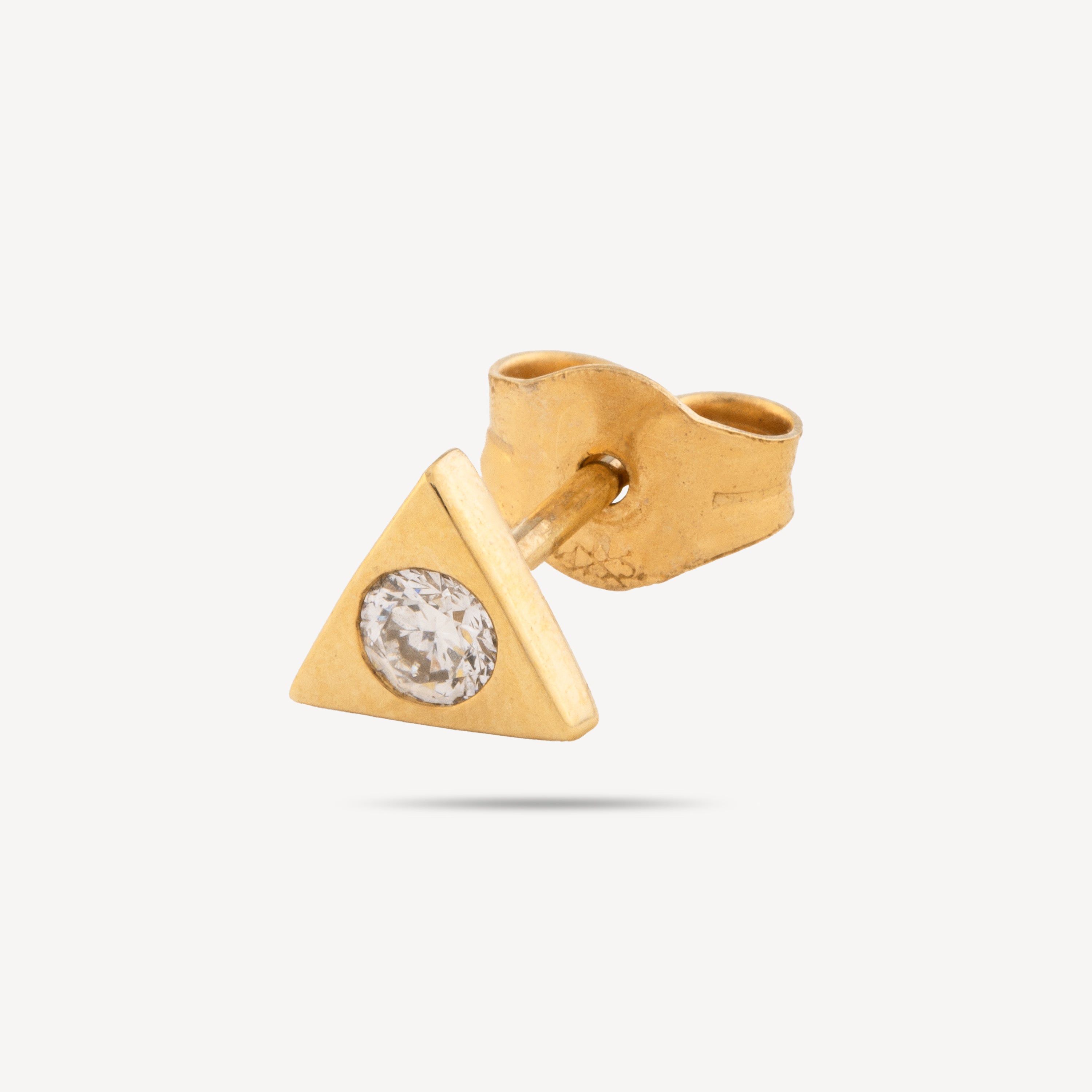 Dreieckiger Diamant-Ohrring aus Gelbgold