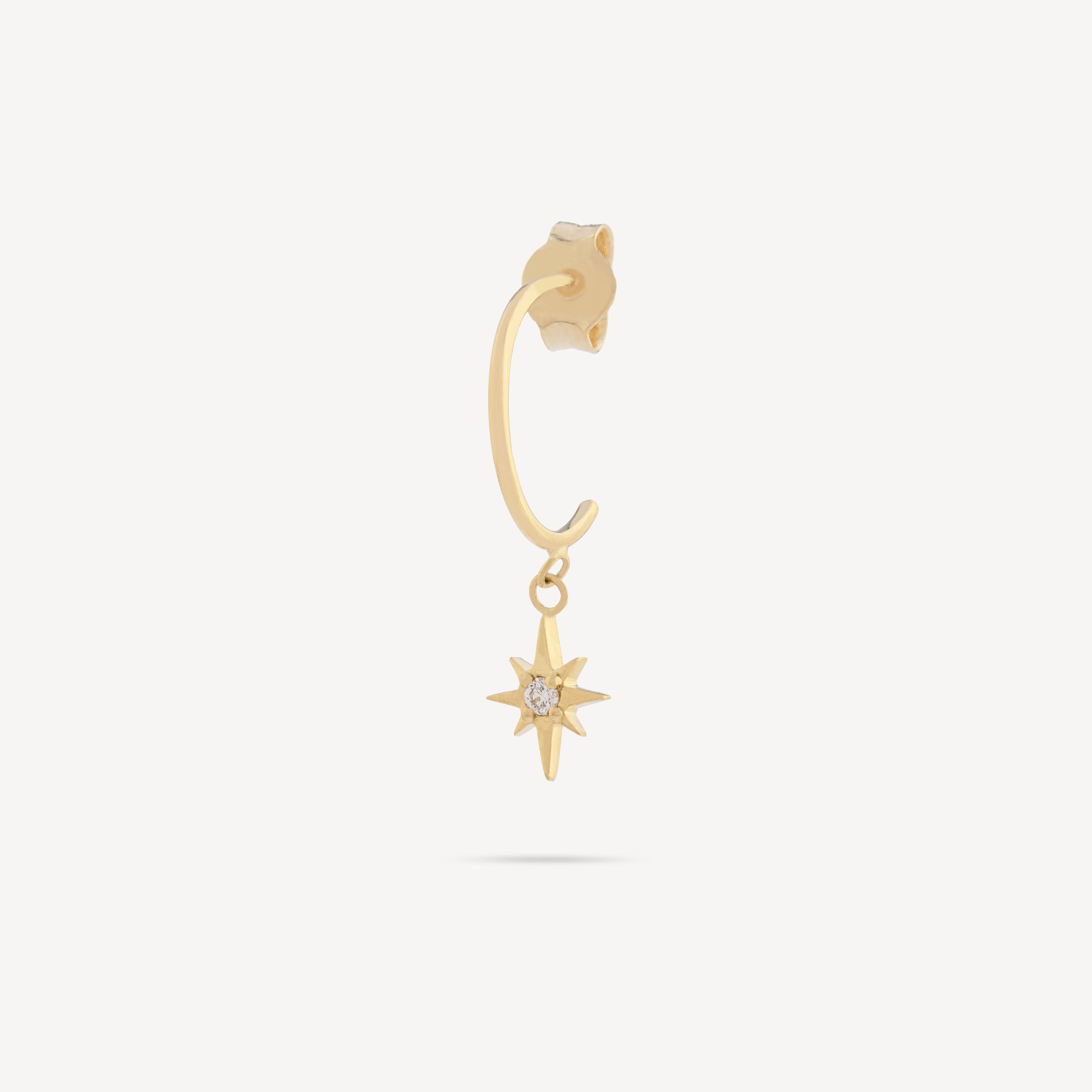 Boucle d'Oreille Star Diamant Or Jaune