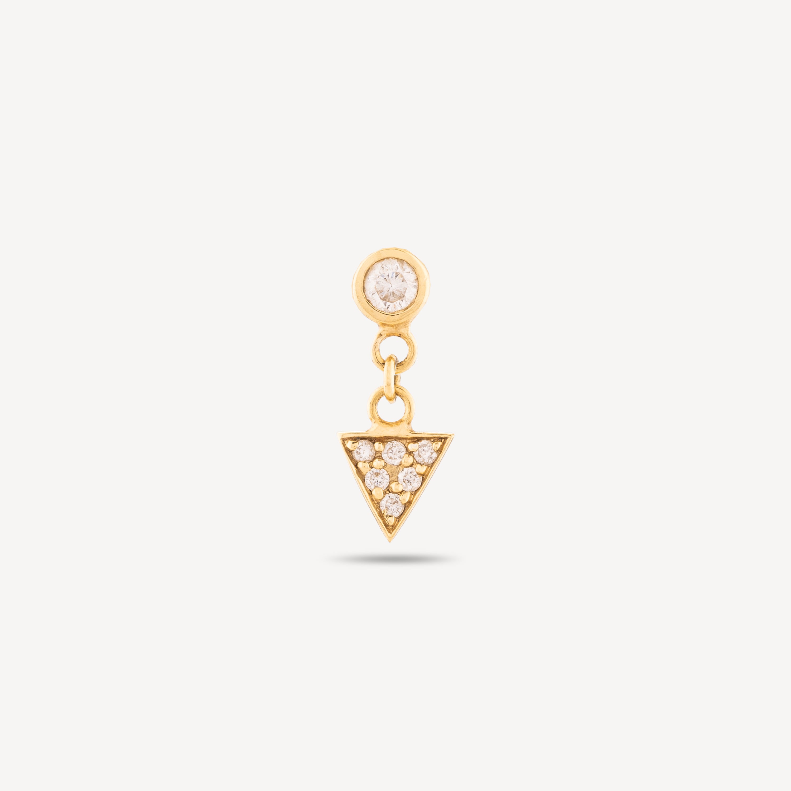 Dreieckiger Diamant-Ohrring aus Gelbgold