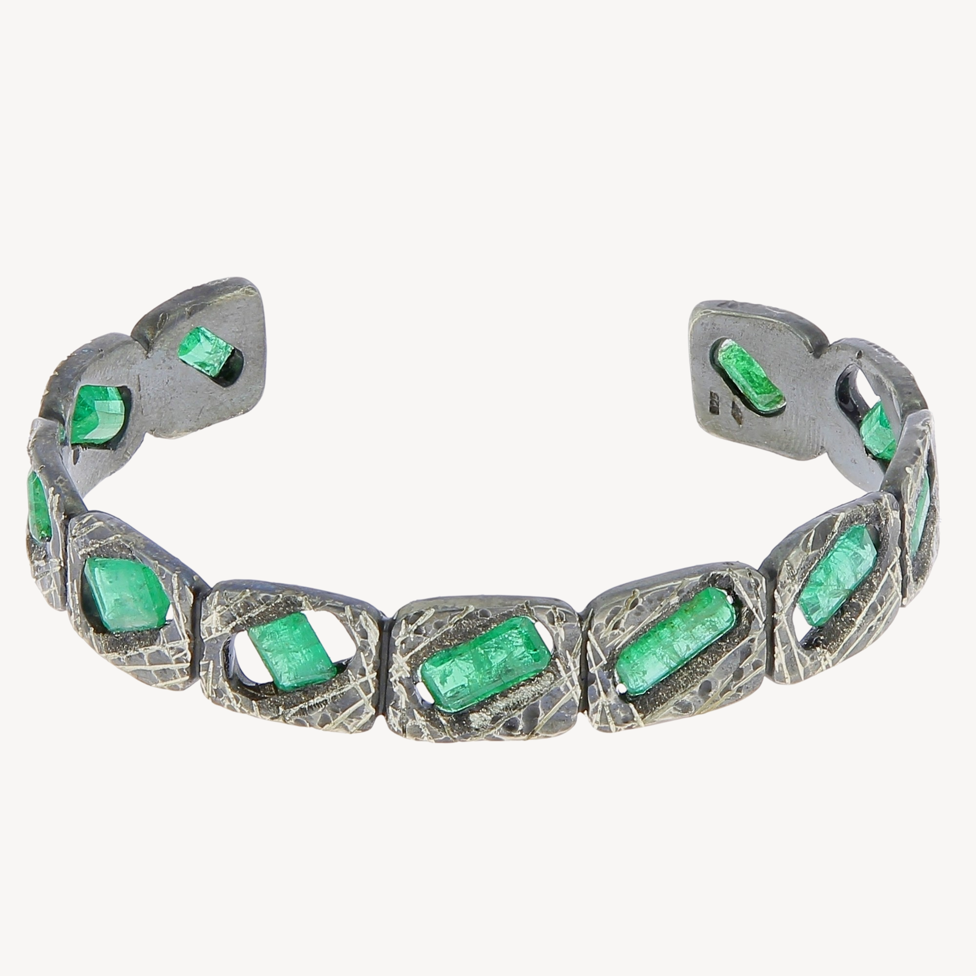11 Plates 11 Emeralds Cuff Bracelet 