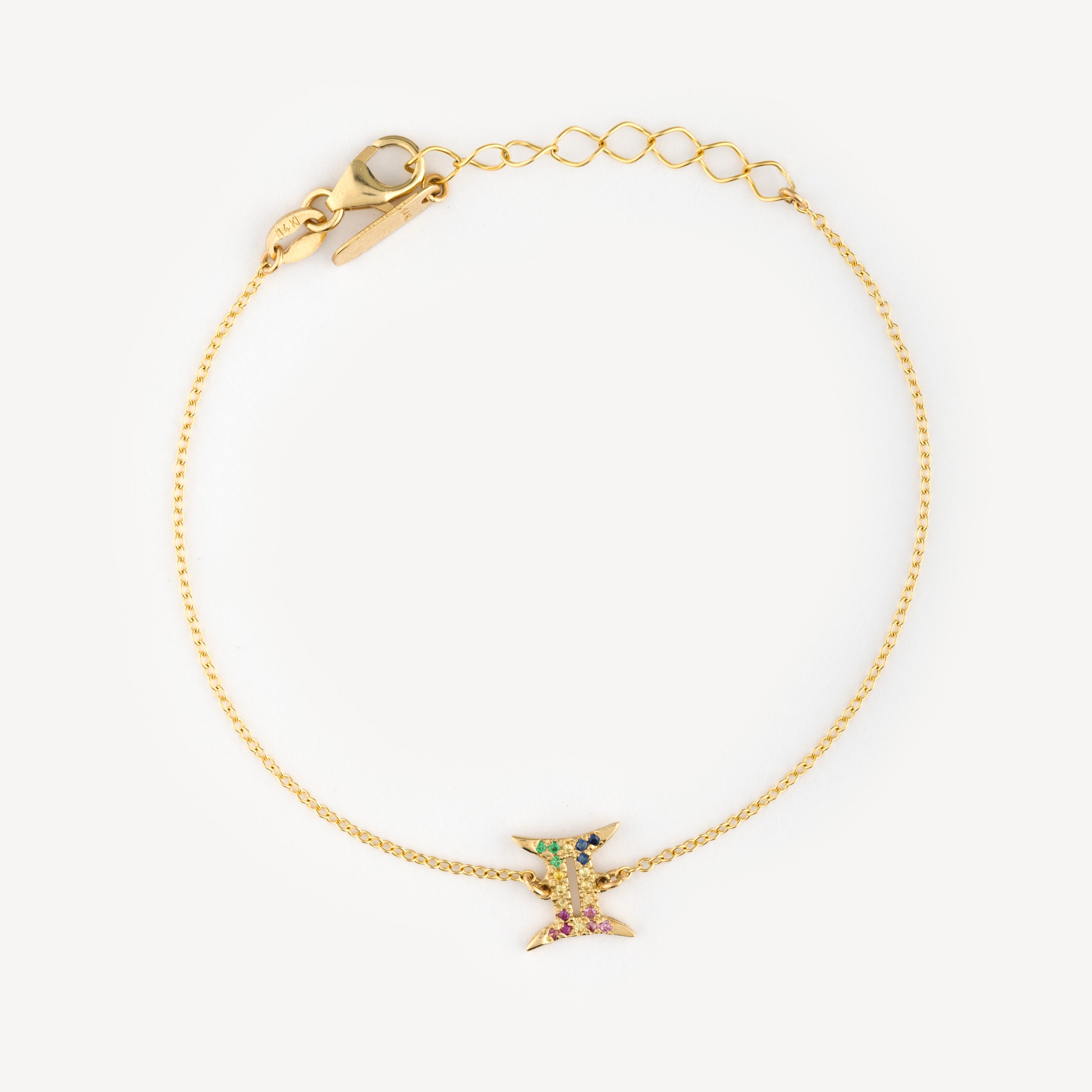 Bracelet zodiac gemeaux saphirs multicolores