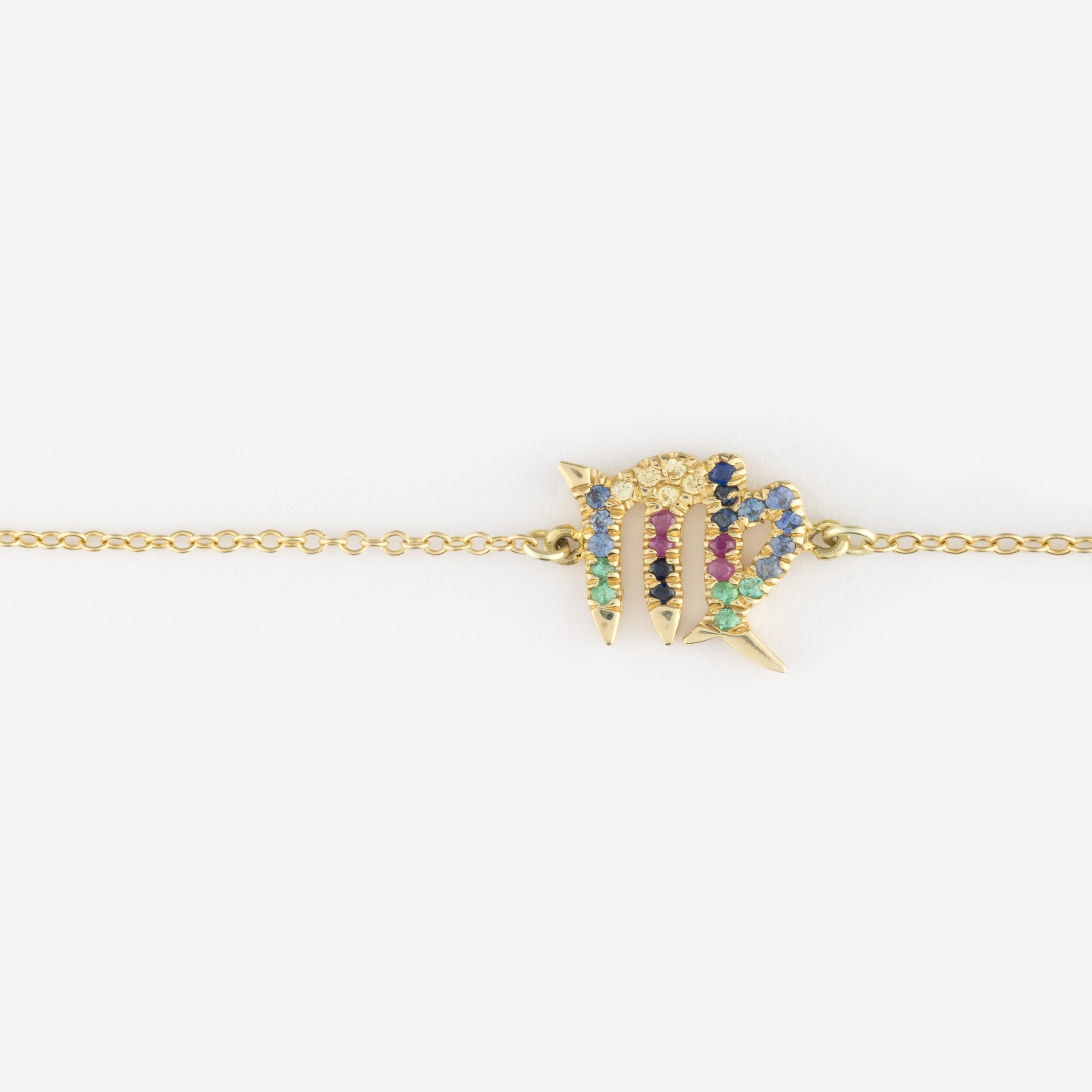Virgo zodiac bracelet with multicolored sapphires