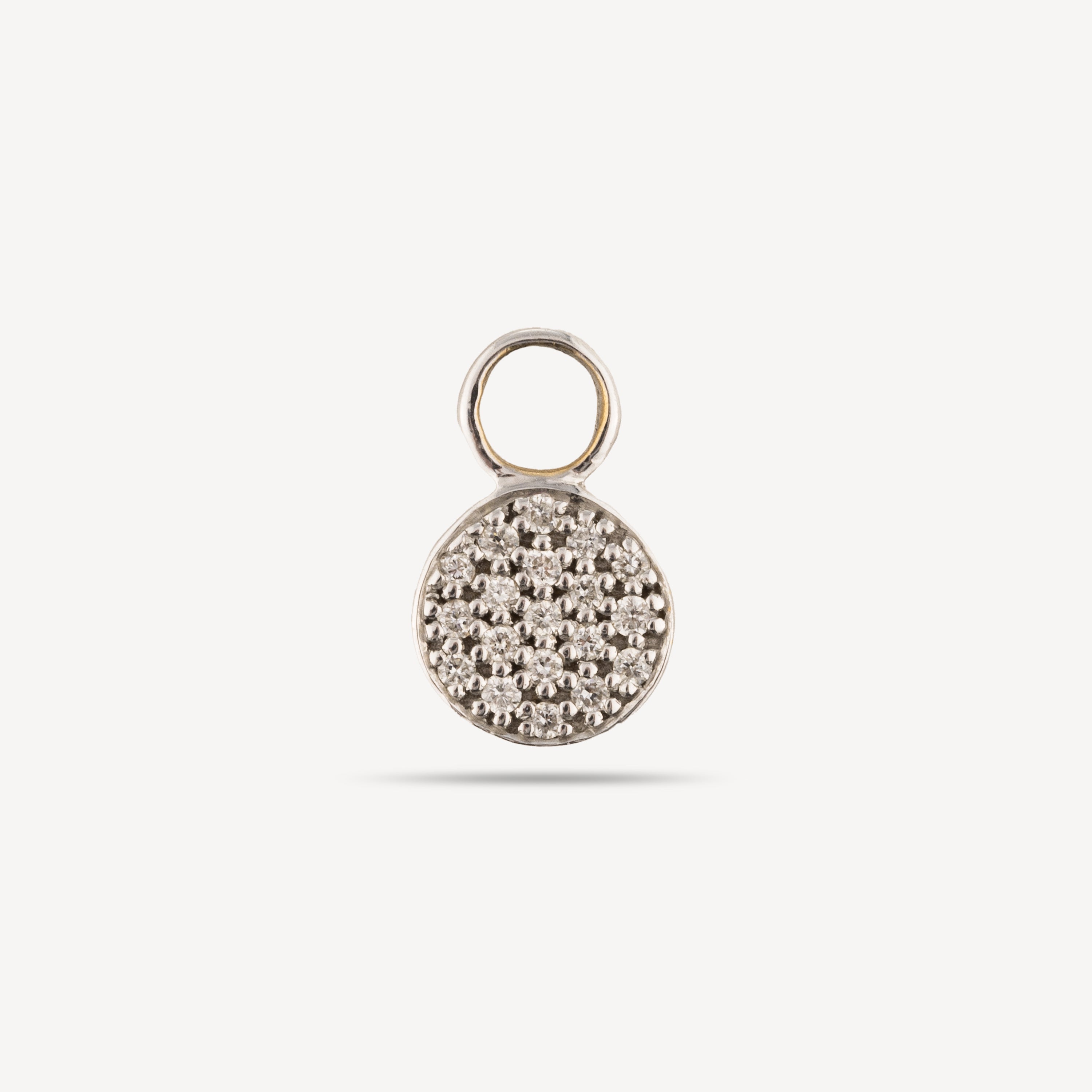 Diamond Charm Round Medal White Gold