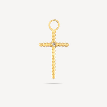 Millegrain Cross Earring Charm 1 Diamond YG