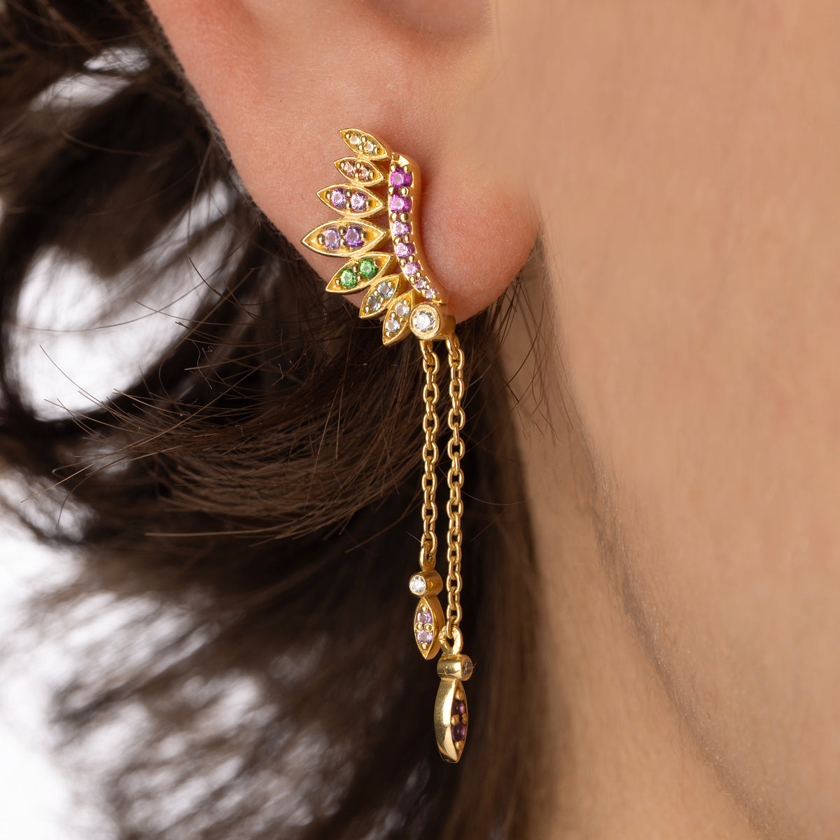Shamane Headdress Yellow Gold Earring