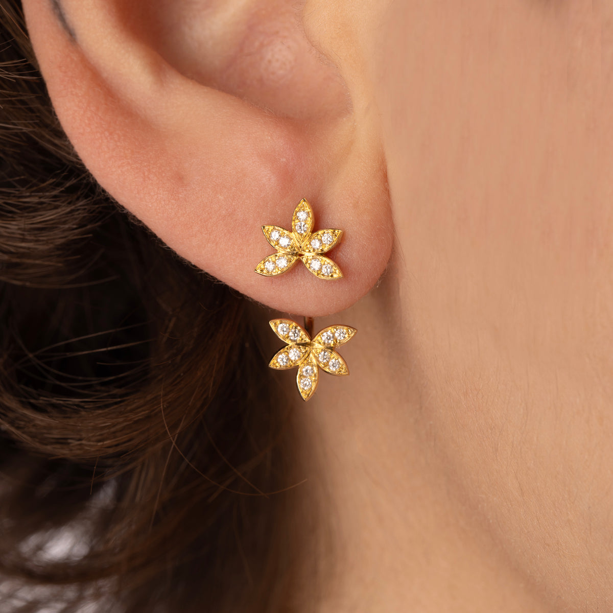 Boucle d'oreille Large Leaves Or Jaune