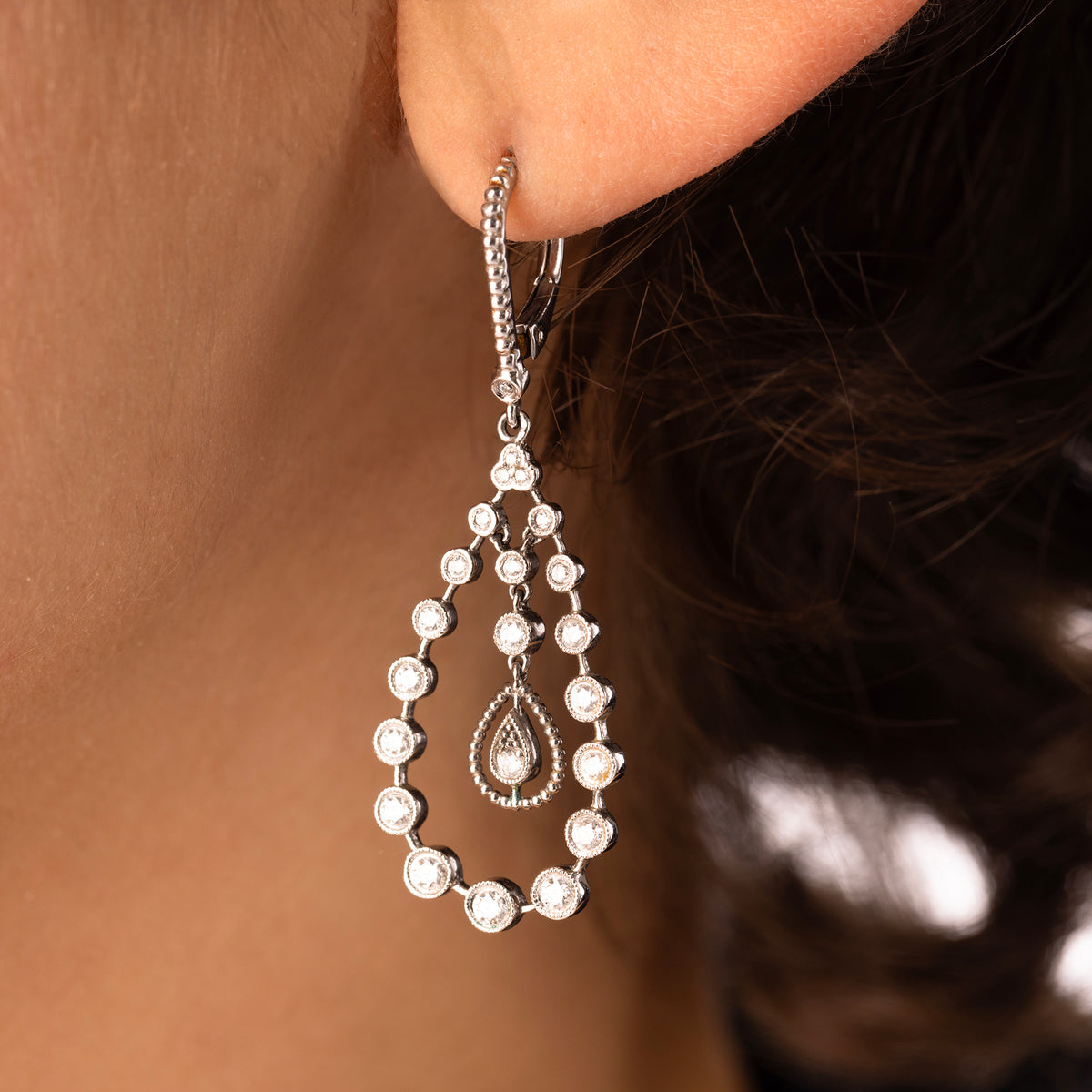 White Gold and Diamond Drop Earrings