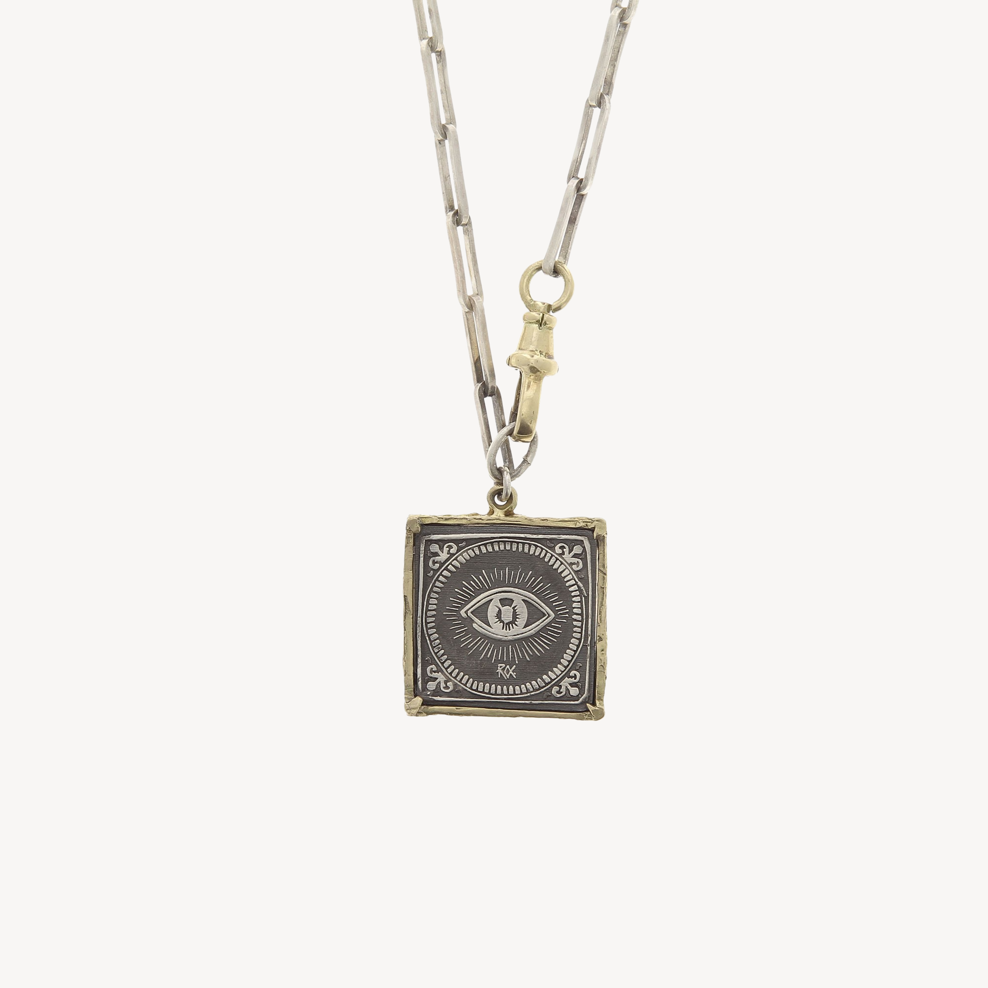 Gold and Silver Eye Amulet Necklace