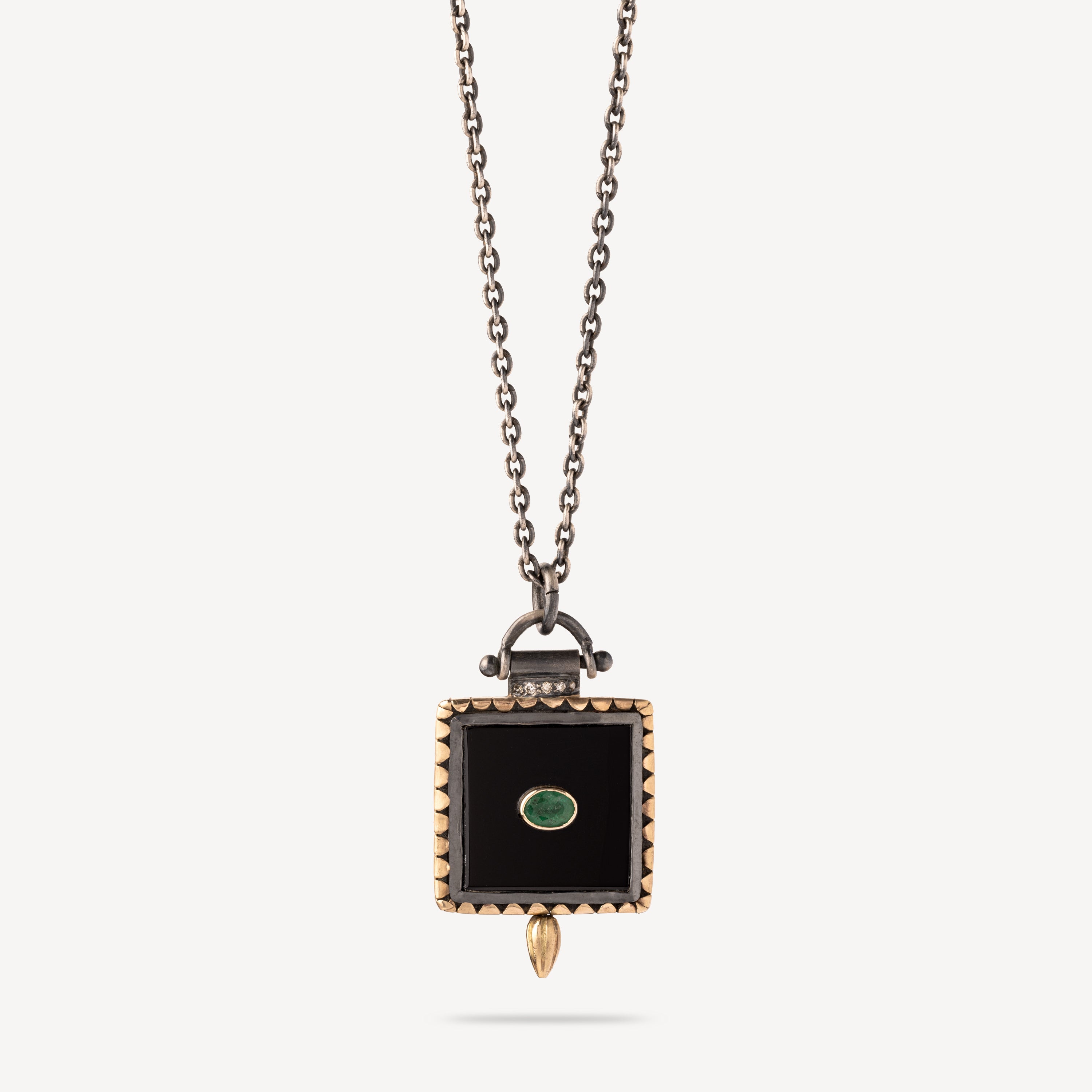 Onyx and emerald cuadro necklace