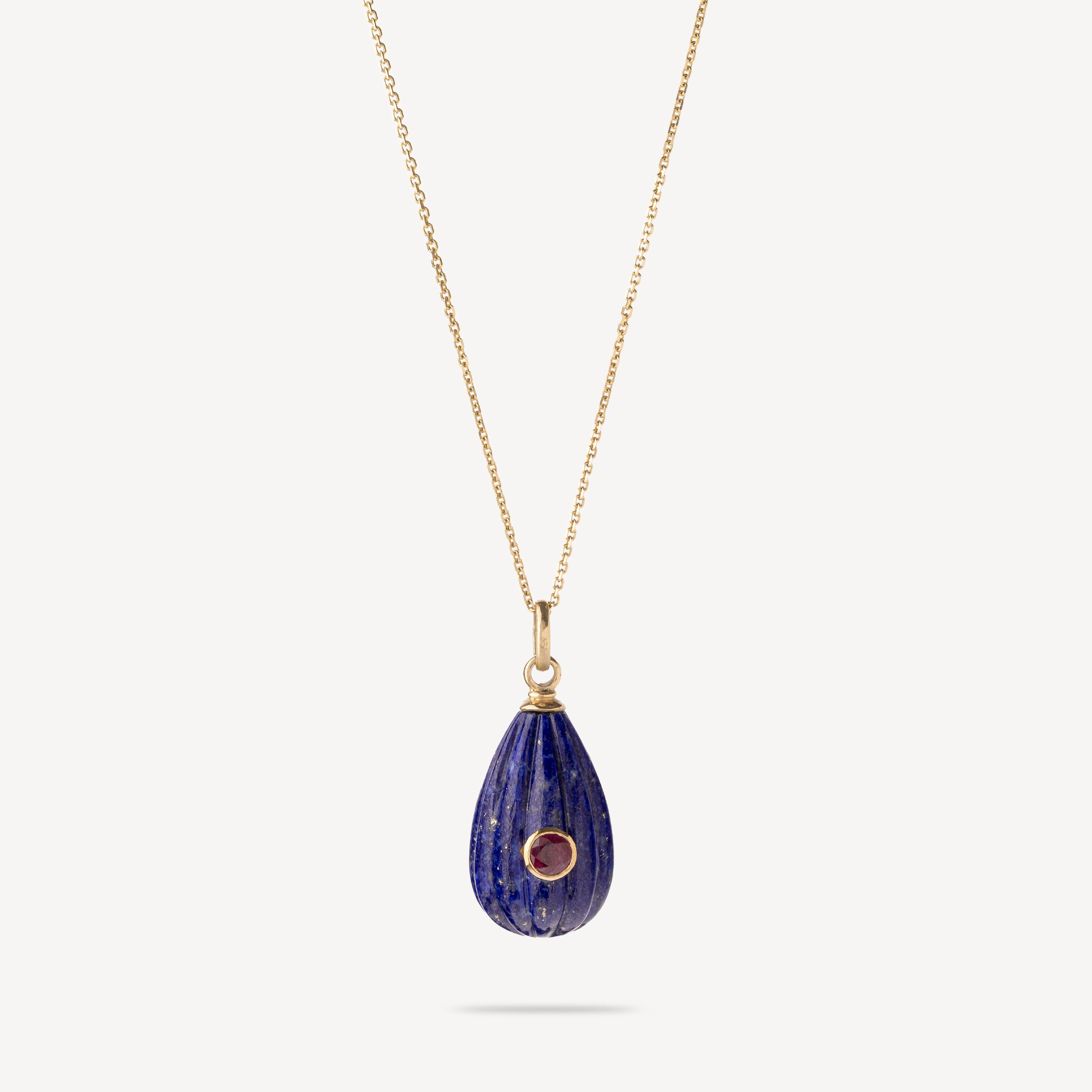 Lapis gold and ruby ​​necklace