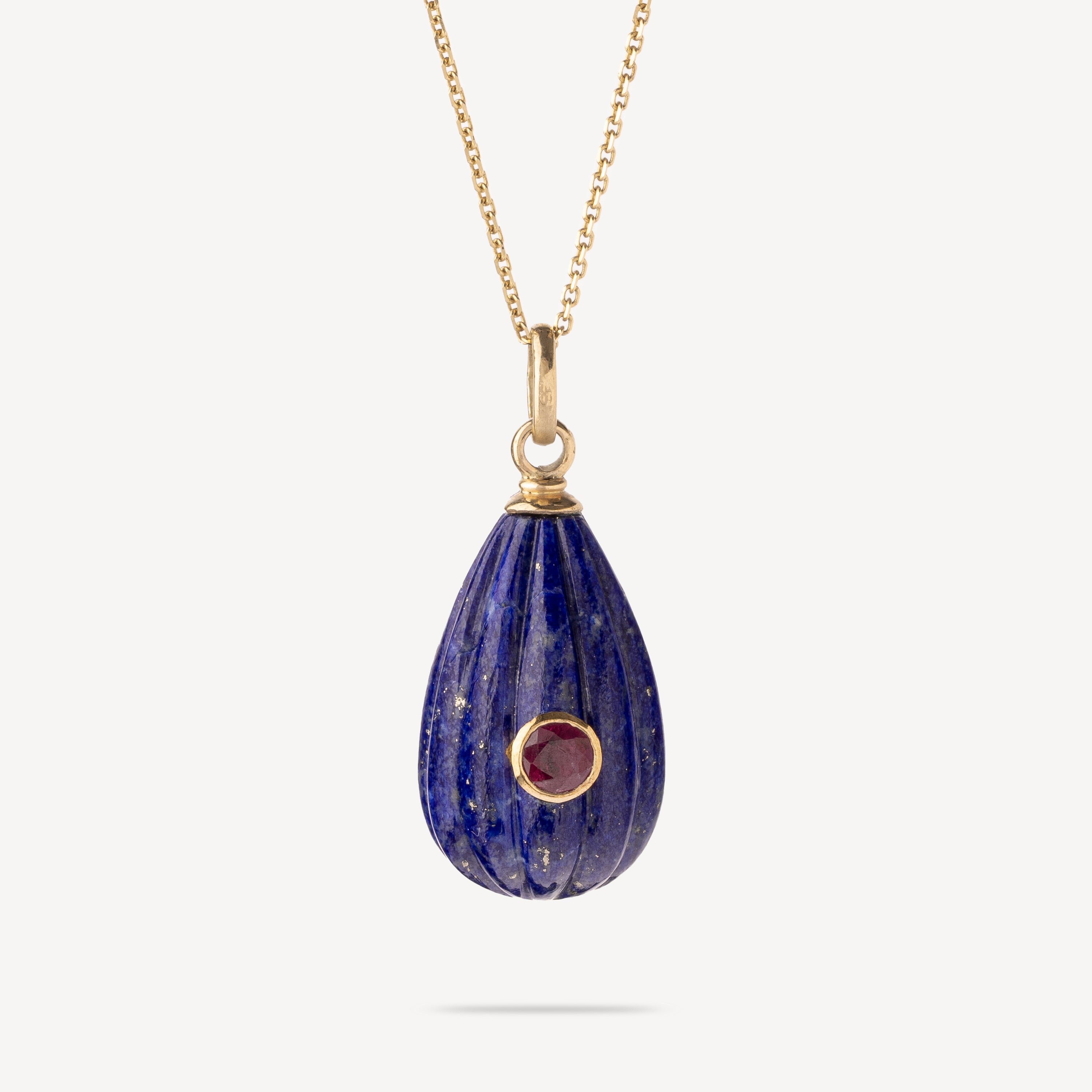 Lapis gold and ruby ​​necklace