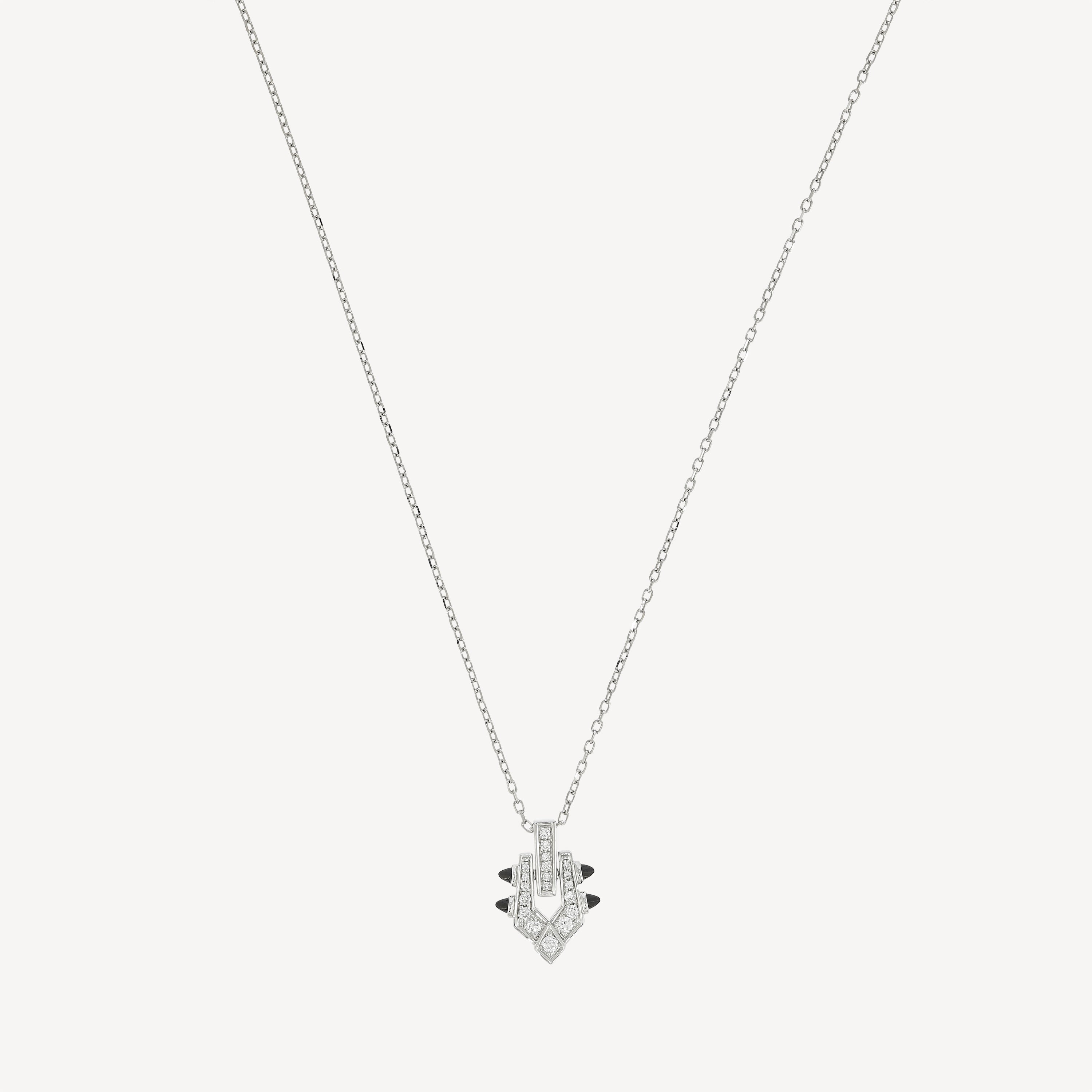 Spike-Halskette mit Diamant und schwarzem Achat