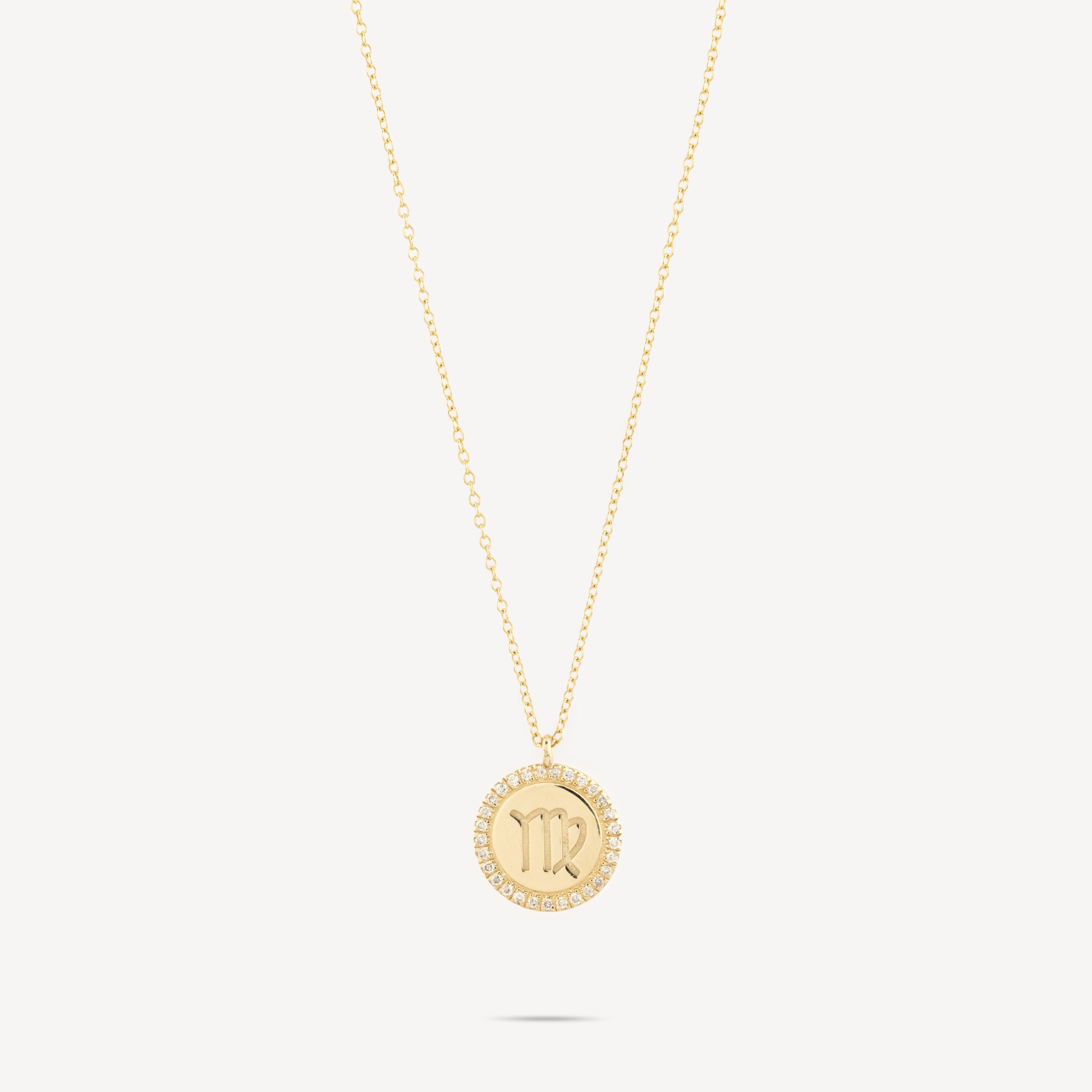 Zodiac Virgo medal necklace with diamonds