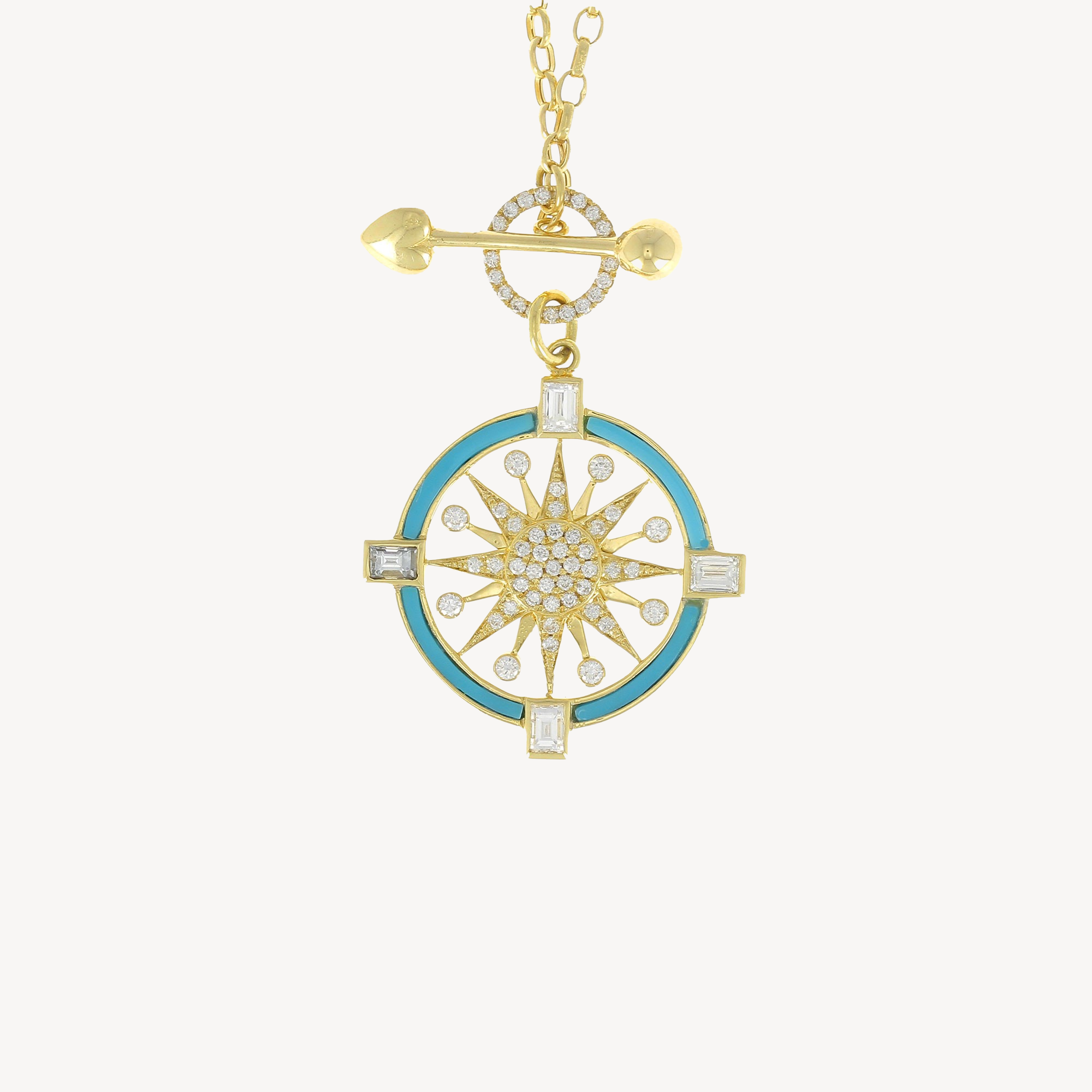 Kompass Türkis Halskette