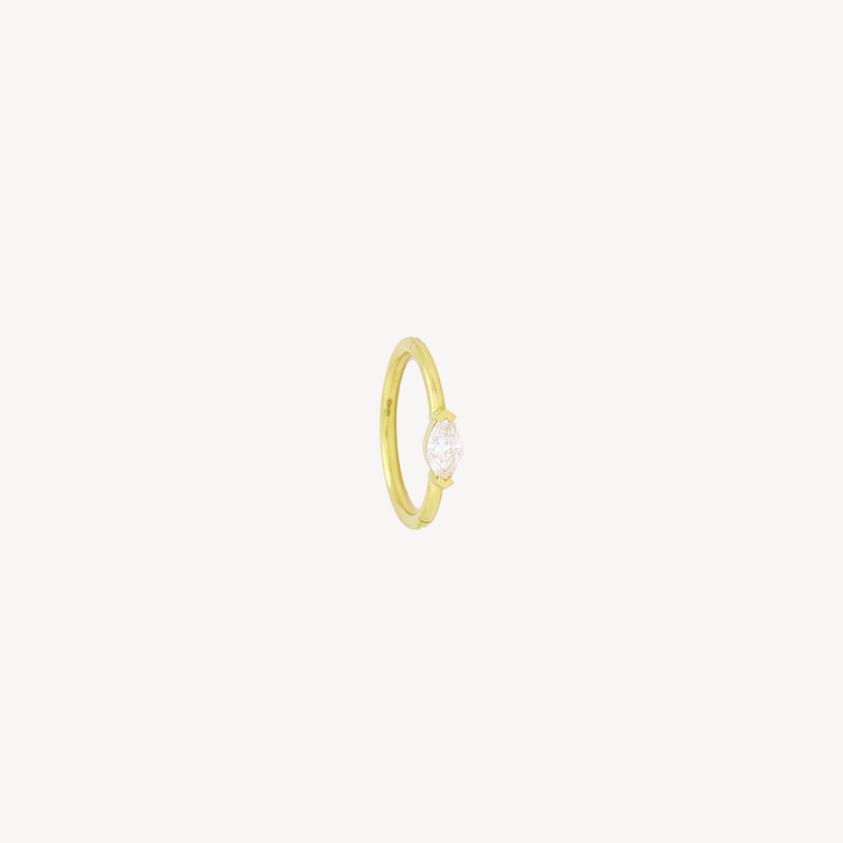 Piercing Créole 11mm Or Jaune Diamant Princesse 2x2mm