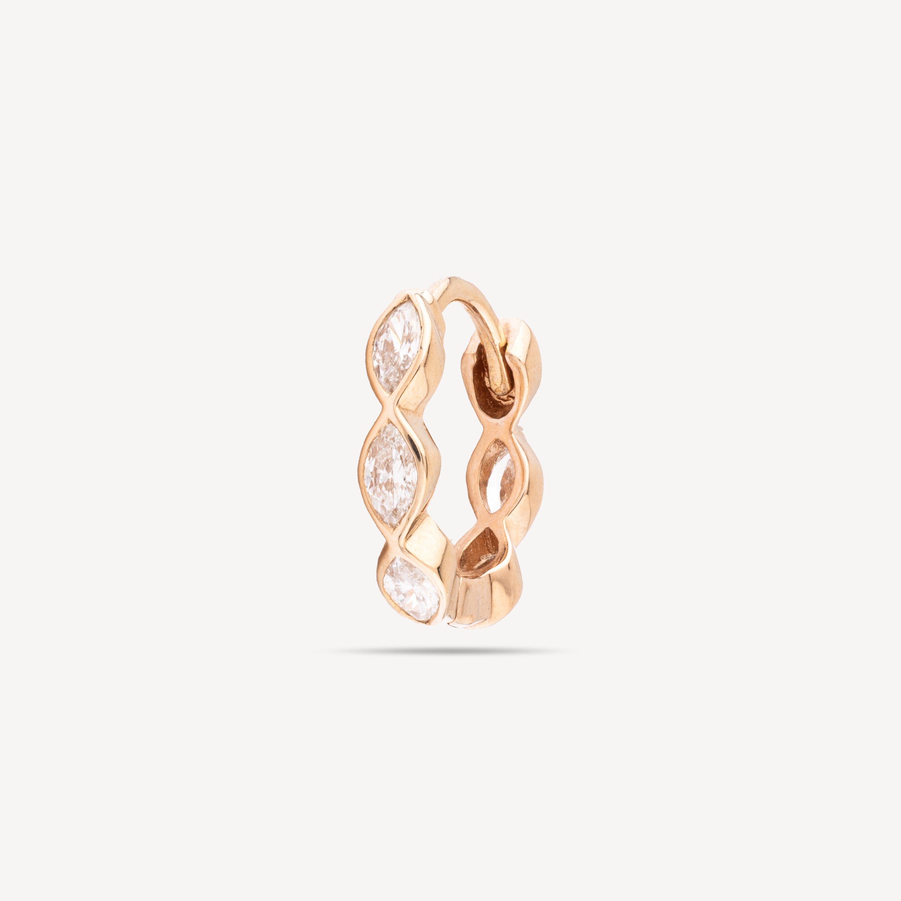 Creole 16mm marquise 4x2mm rose gold