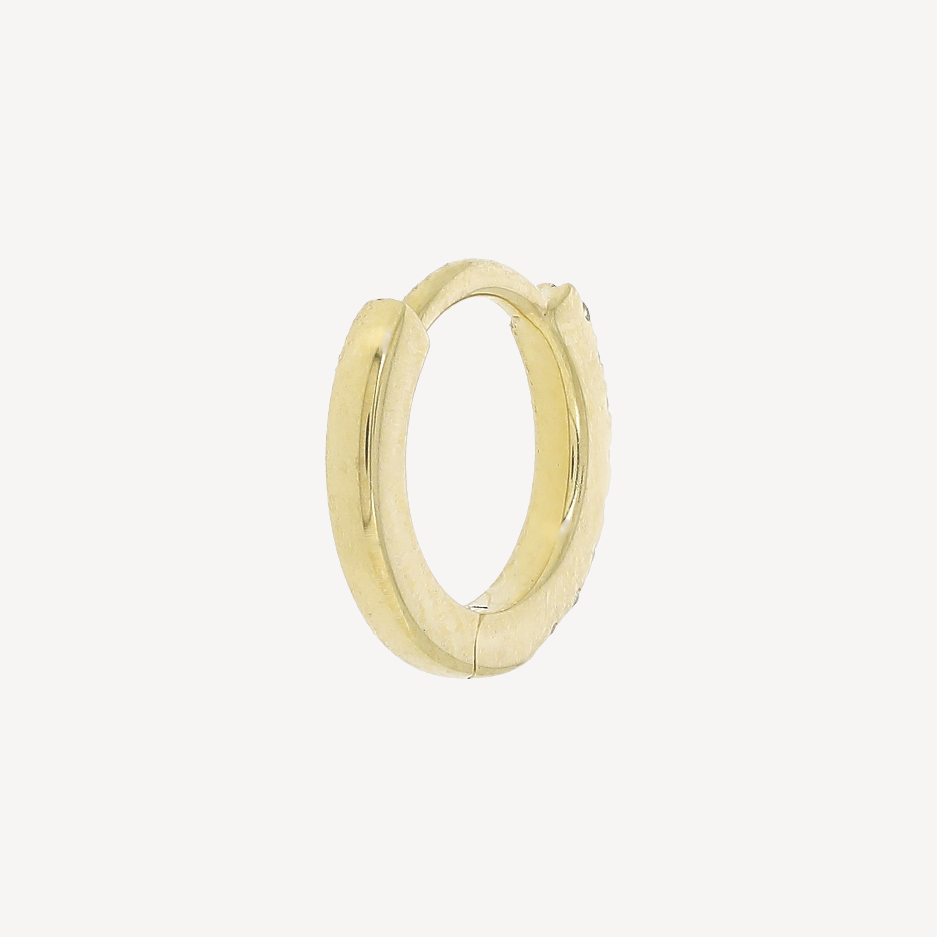 6.5mm Half Paved Yellow Gold Hoop