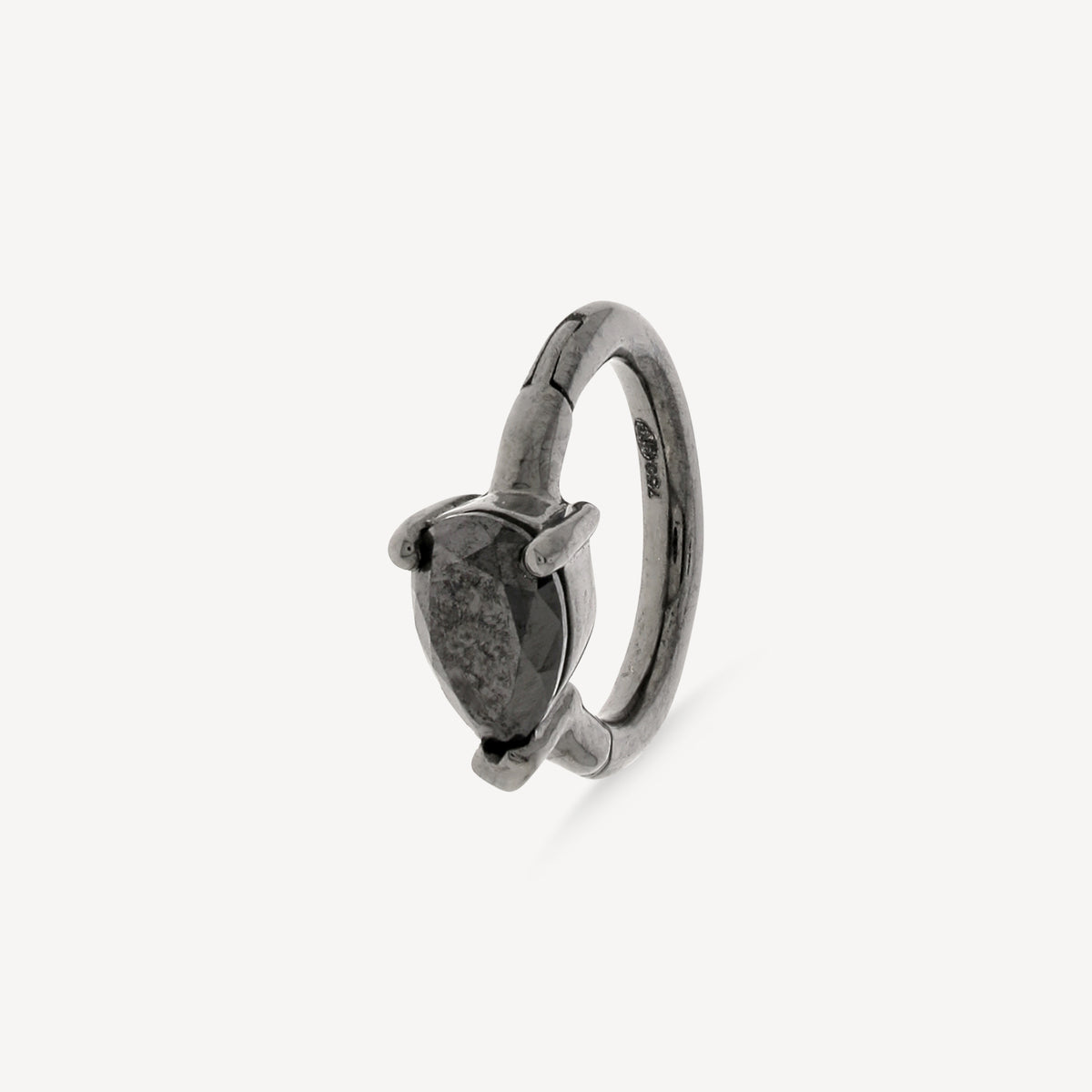 Creole 6.5mm Schwarzgold Birne 4.5x3mm Schwarze Diamanten