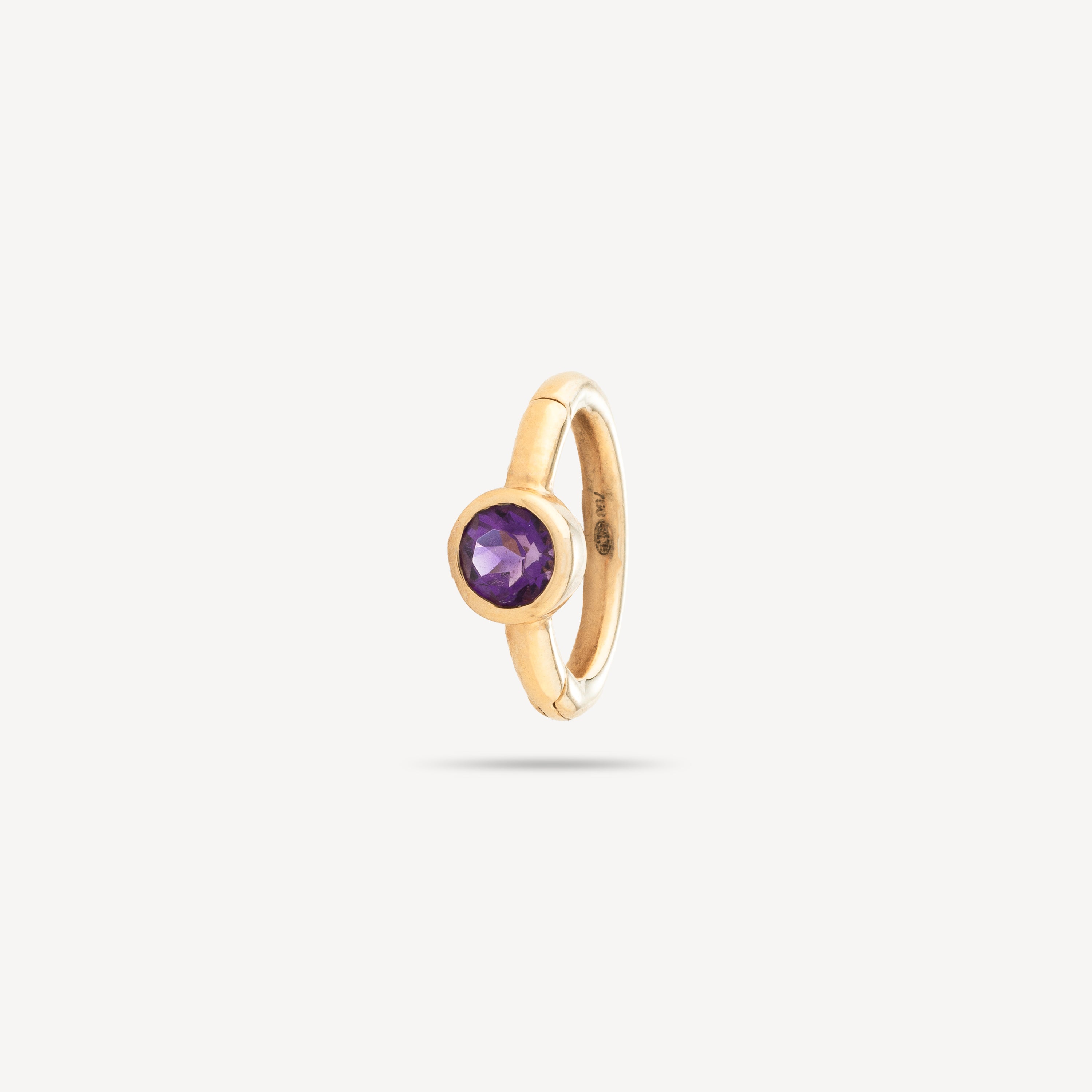 Kreolische 6,5 mm Gelbgold-Amethyst-Lünettenfassung 2,5 mm