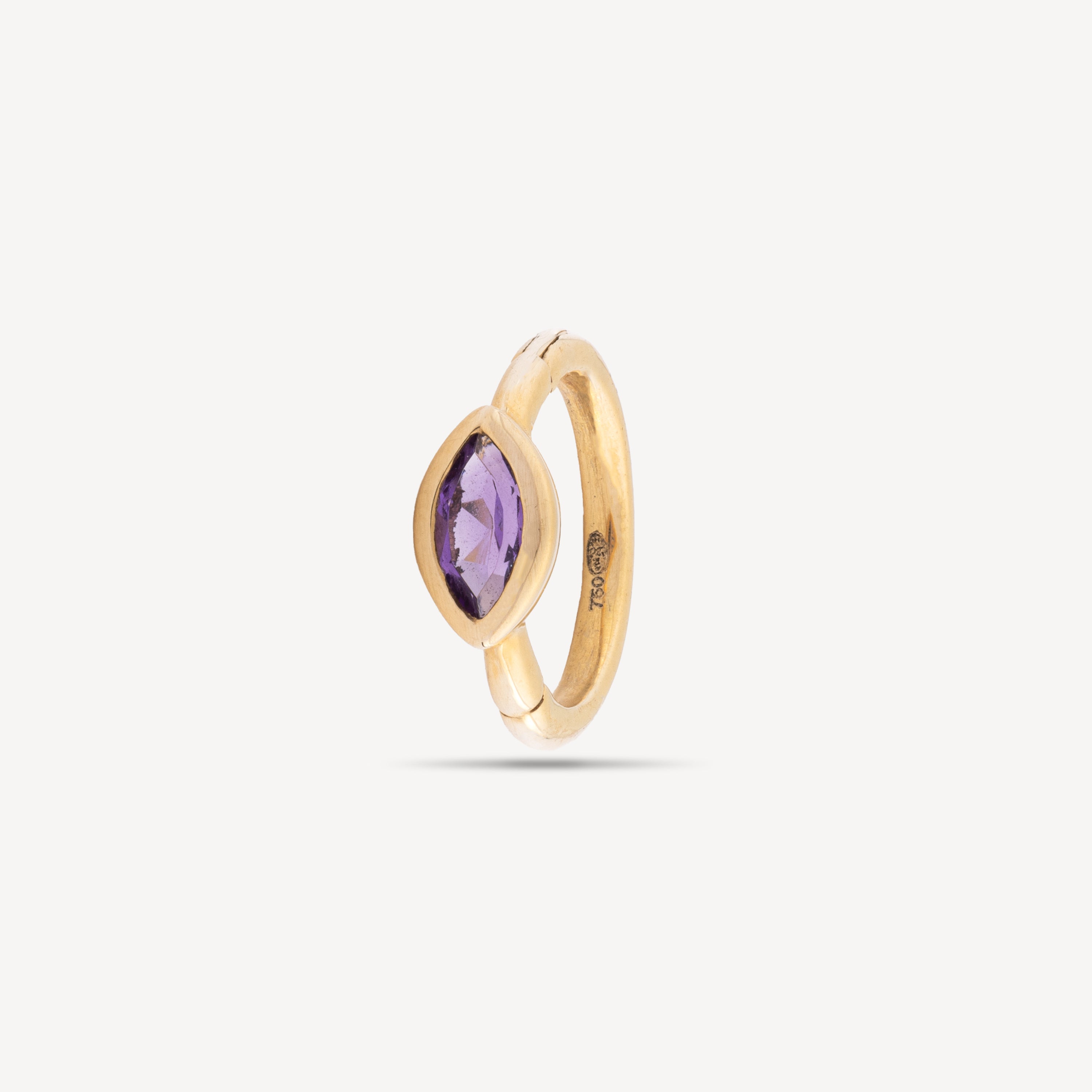 Creole 6.5mm or jaune amethyste marquise 3x2mm