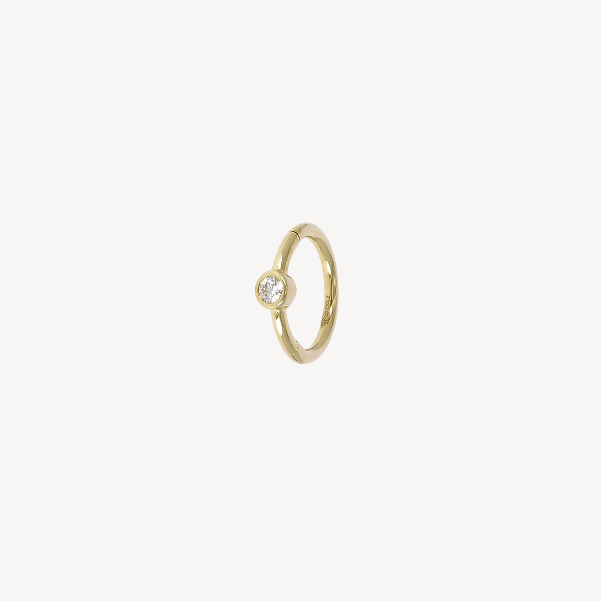 6.5mm Yellow Gold Diamond 2mm Hoop