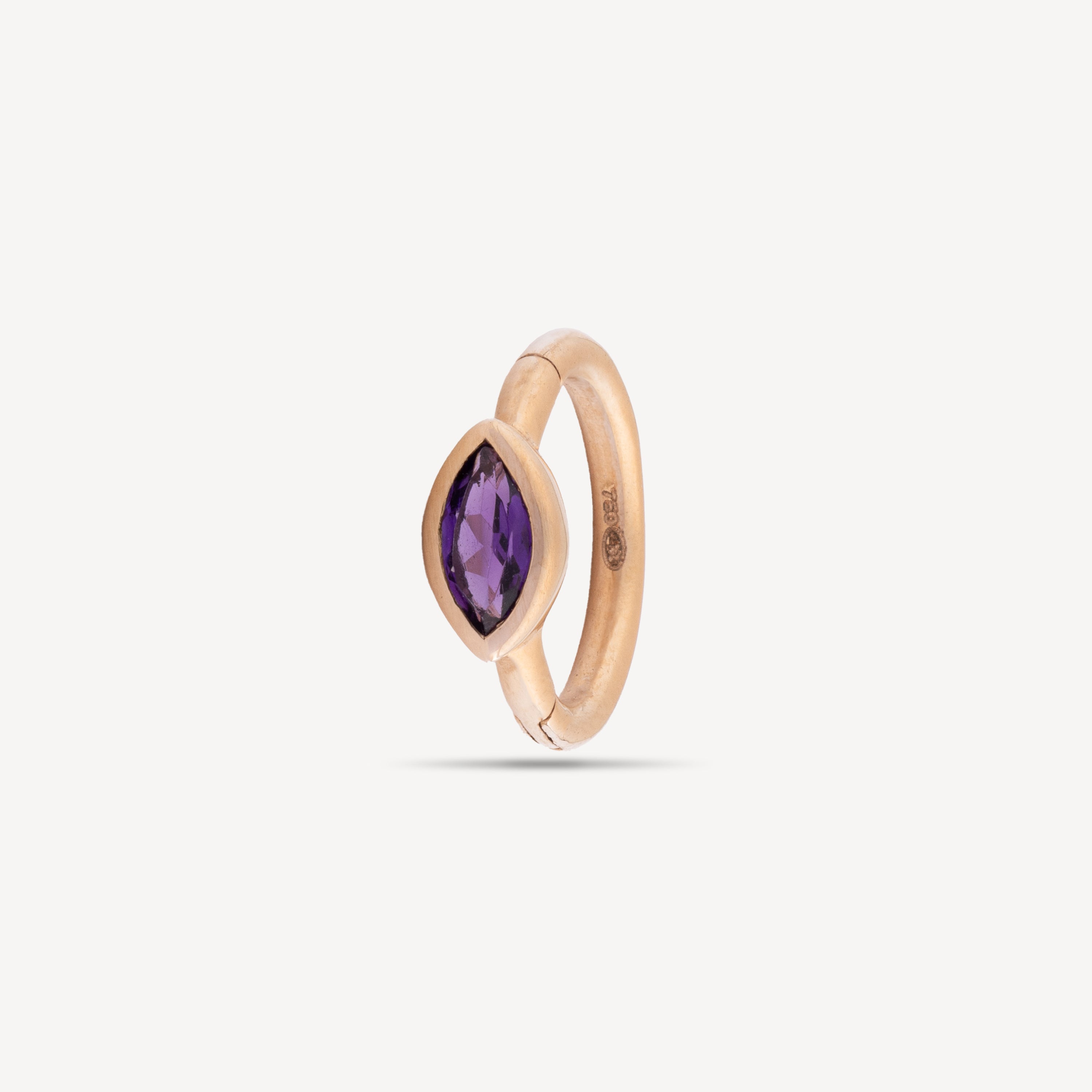 Creole 6.5mm rose gold amethyst marquise 3x2mm