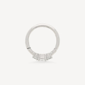 Créole 8mm Or Blanc et Diamants 2x2mm