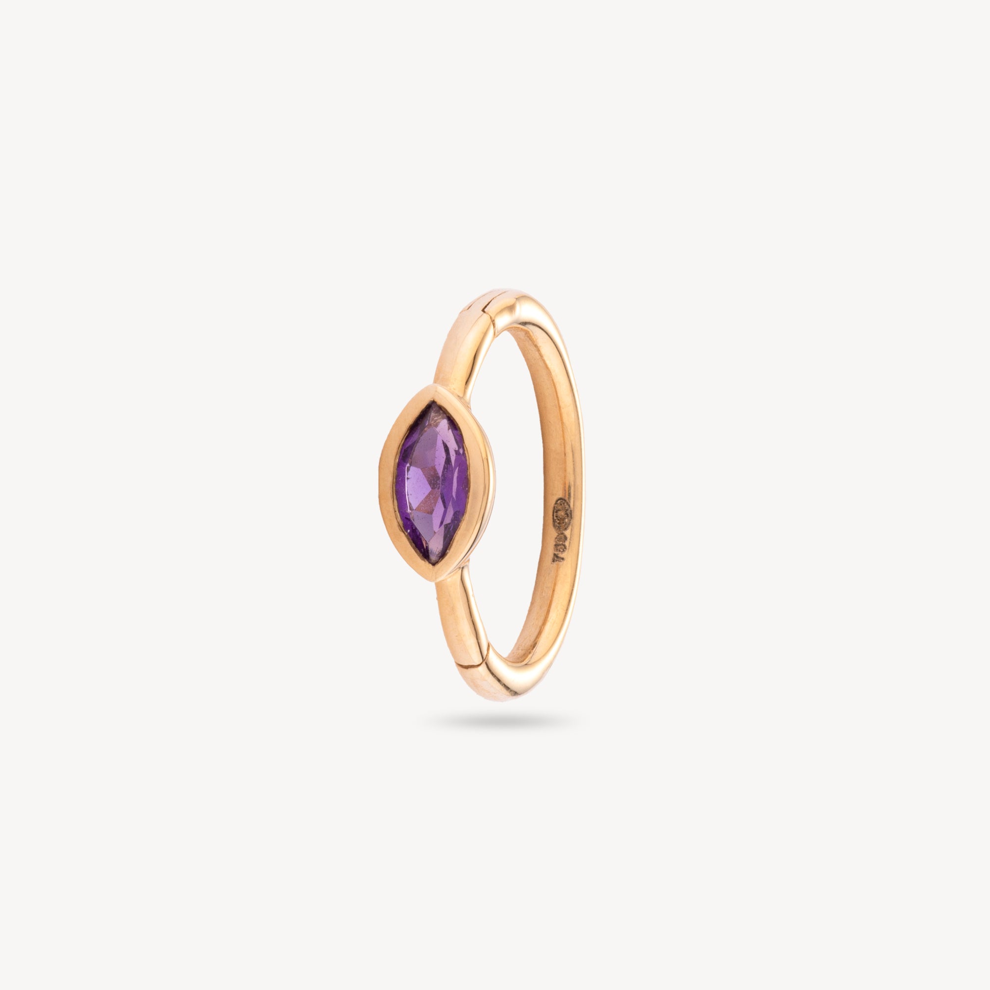 Creole 8mm Yellow Gold Marquise Amethyst