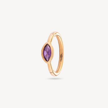 Earring Piercing 8mm Yellow Gold Marquise Amethyst