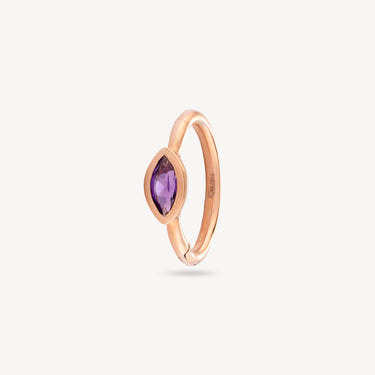 Earring Piercing 8mm Rose Gold Marquise Amethyst