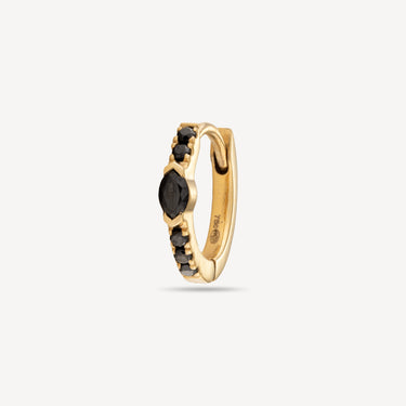 Marquise Black Diamonds Half Paved Hoop Earrings