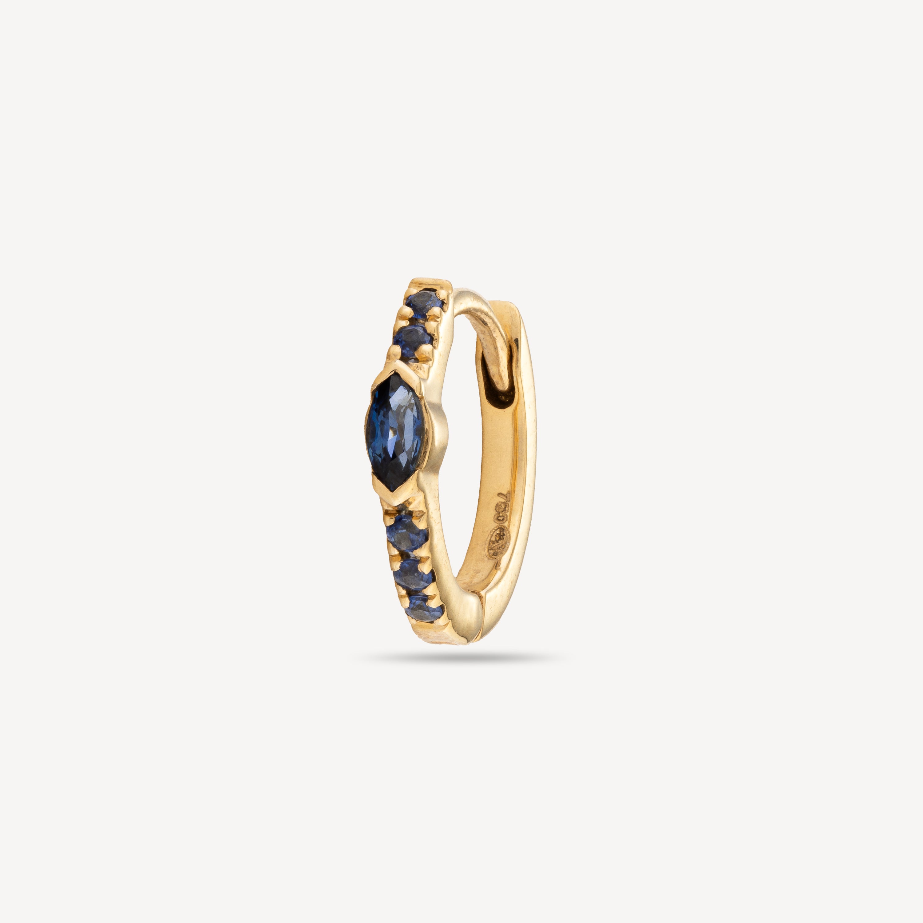 Marquise Blue Sapphire Half Paved Hoop Earrings