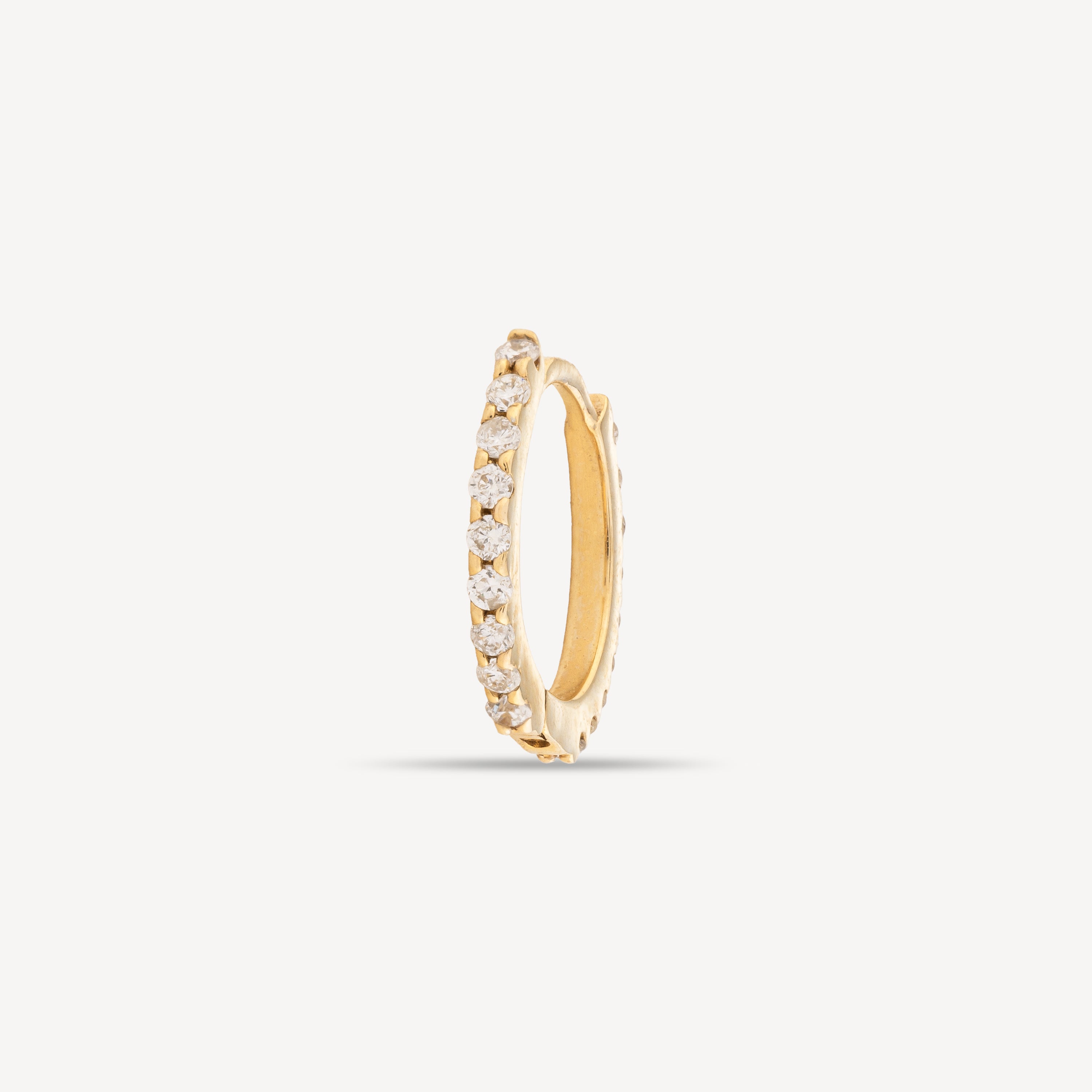 Yellow Gold Full Paved Diamond Hoop Earrings