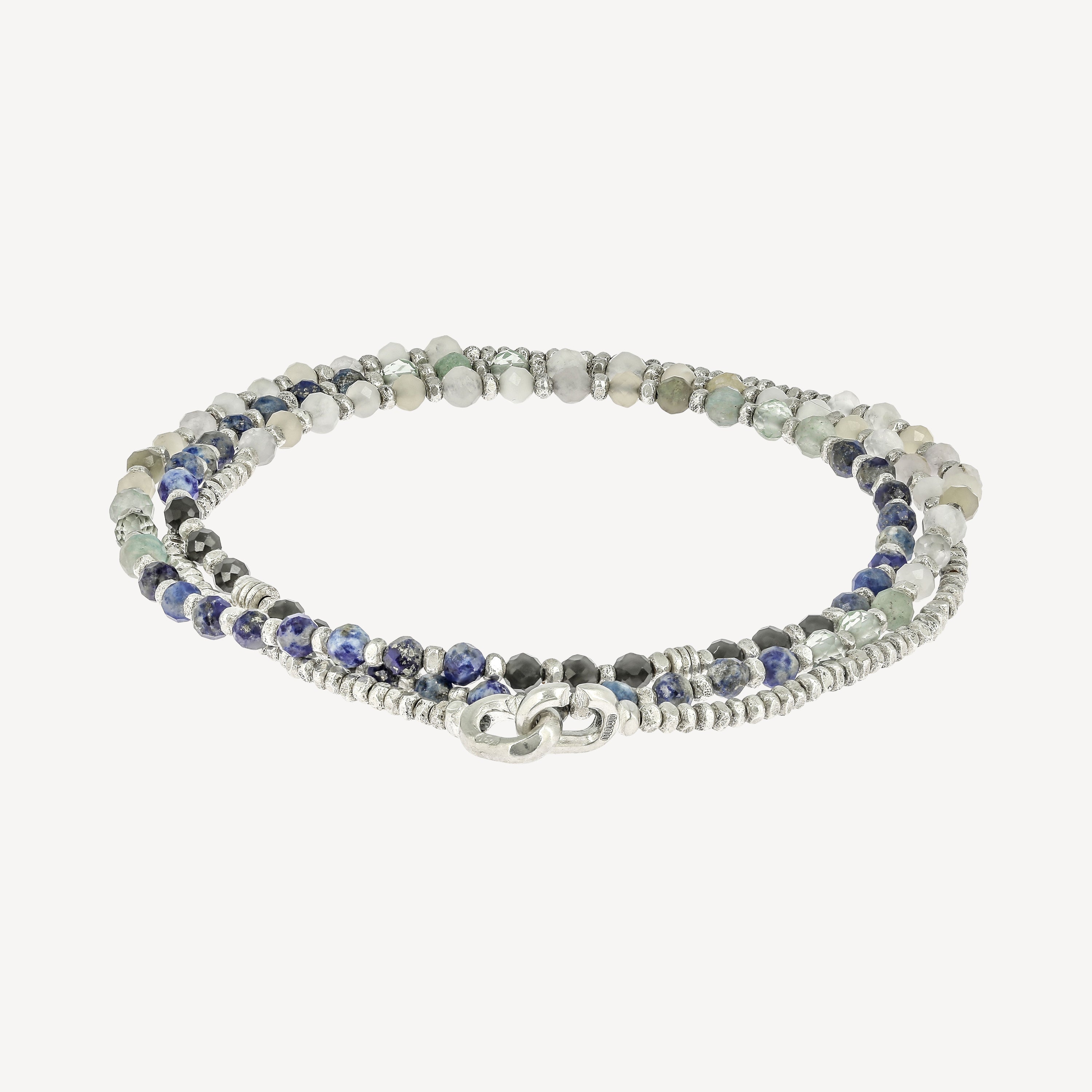 Kristall-Dreifach-Wickelarmband mit blauem Muster
