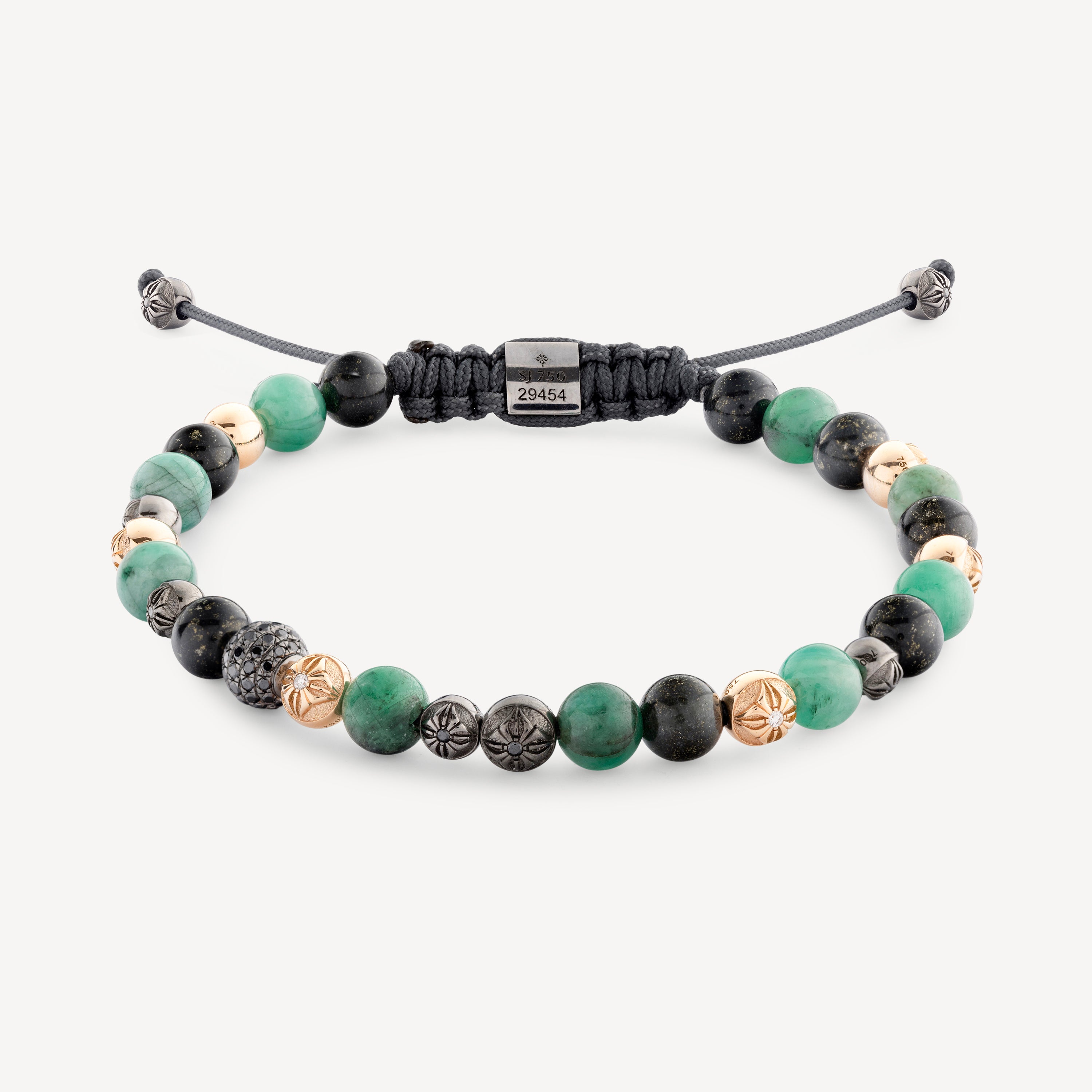 Emerald and black jade bracelet