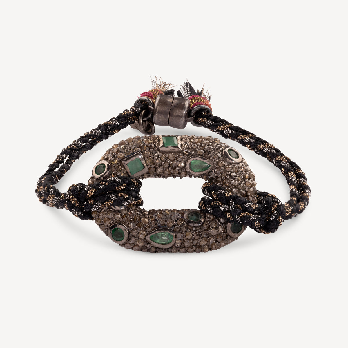 Armband mit Smaragd- und dunklem Diamantverschluss