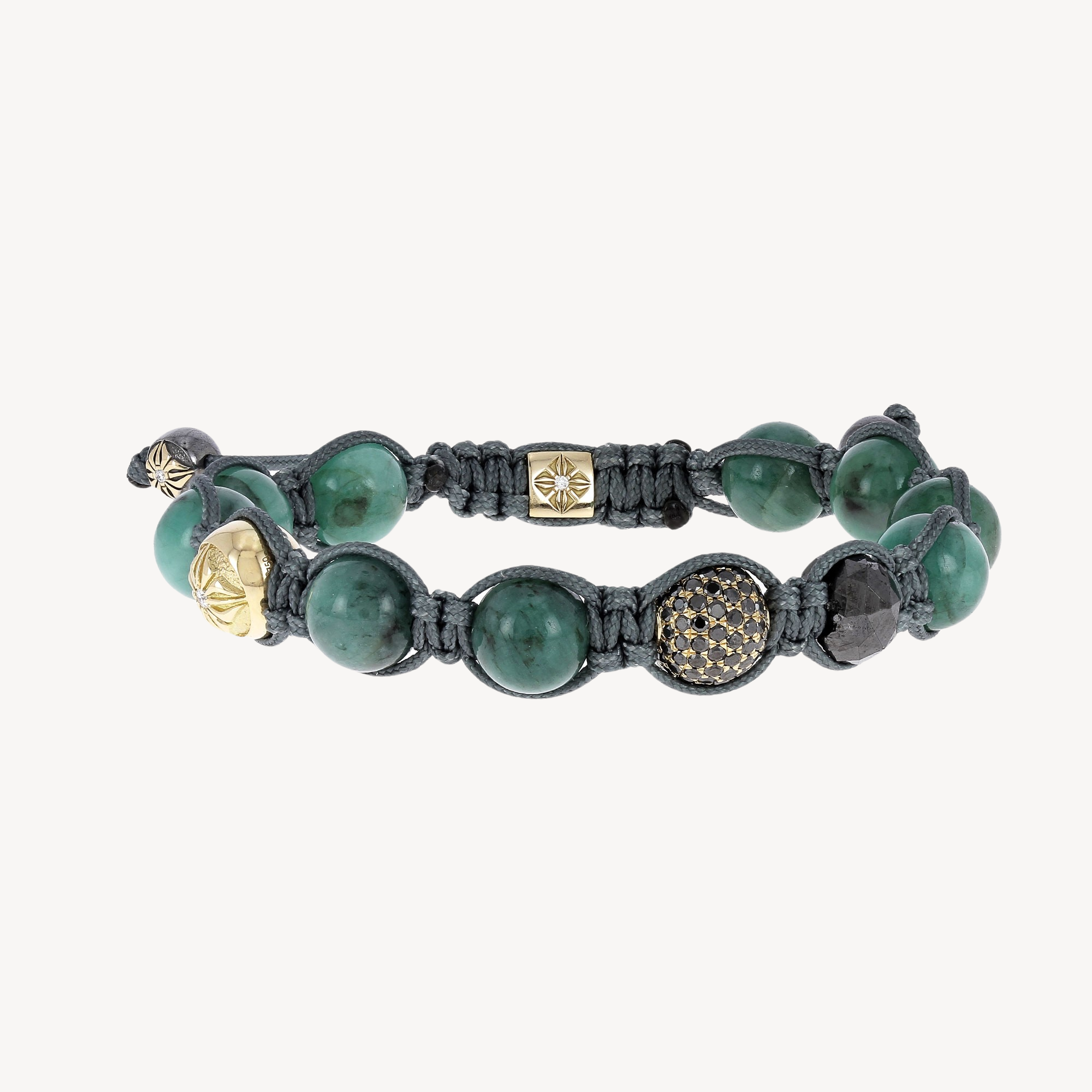 Armband mit Smaragd und facettierten schwarzen Diamanten